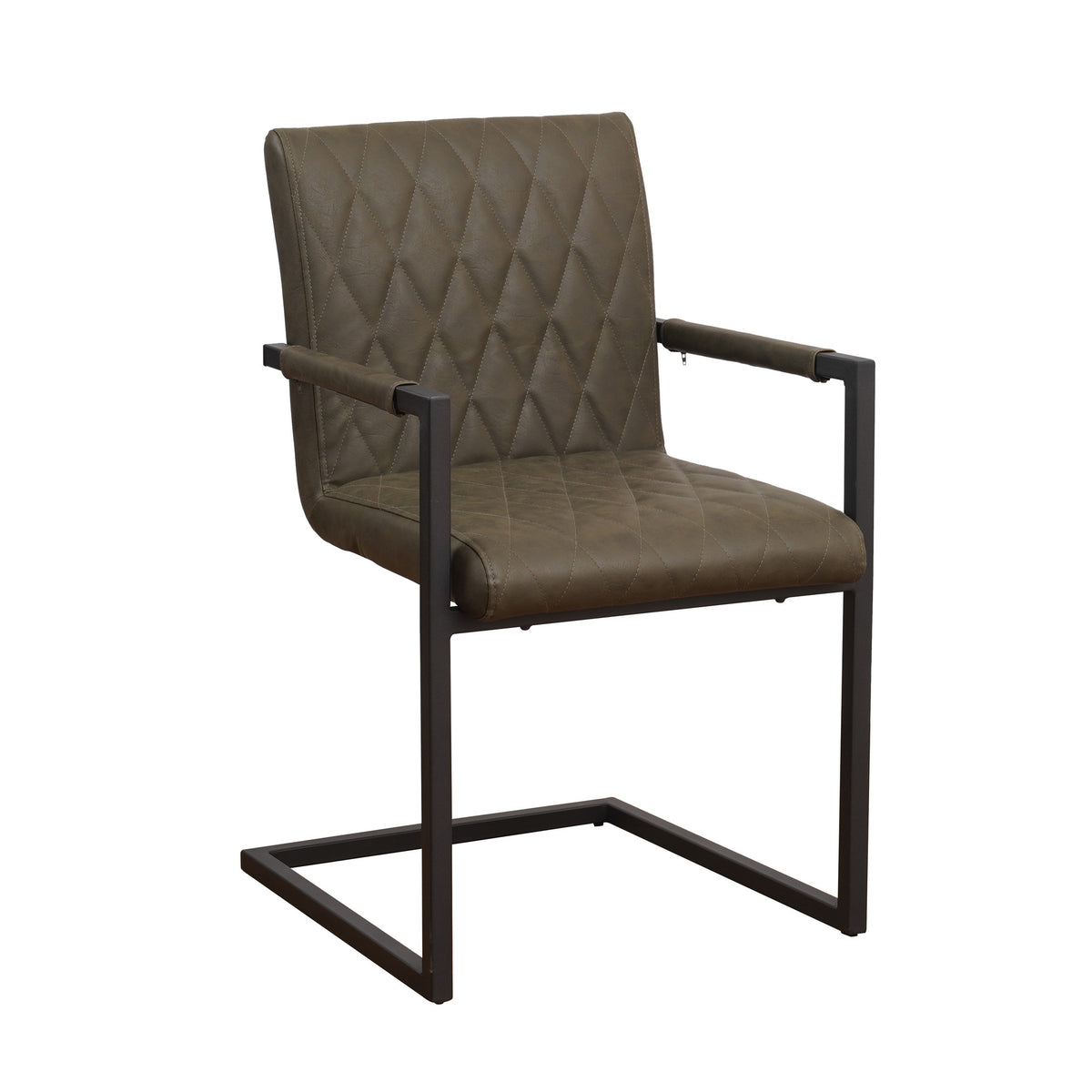 Dining room chair Ruben Dimehouse Taupe LxWxH 71x59x58 Faux leather White photo diagonal front view