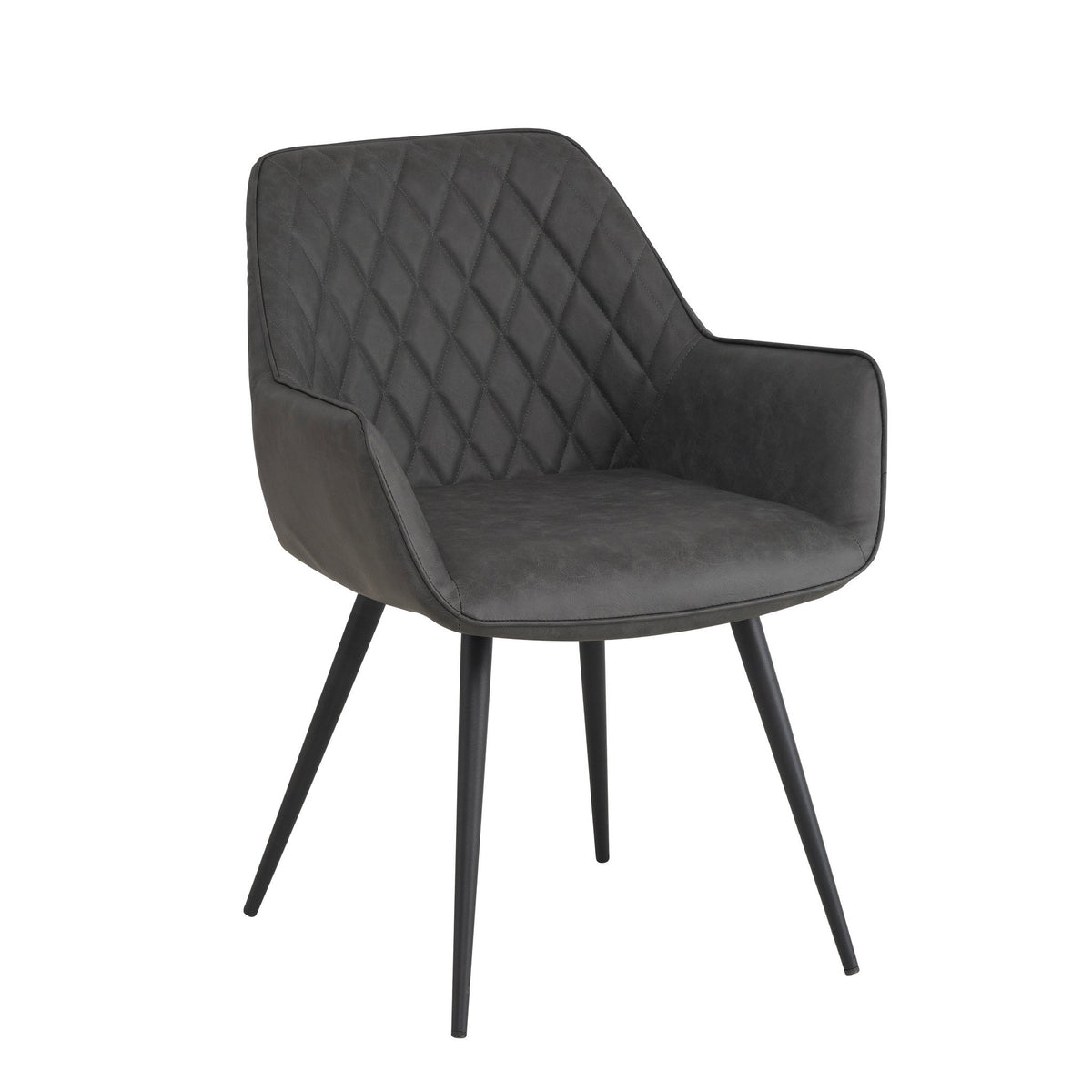 Dining room chair Cara Dimehouse Anthracite LxWxH 78x65x57 Faux leather White photo diagonal front view
