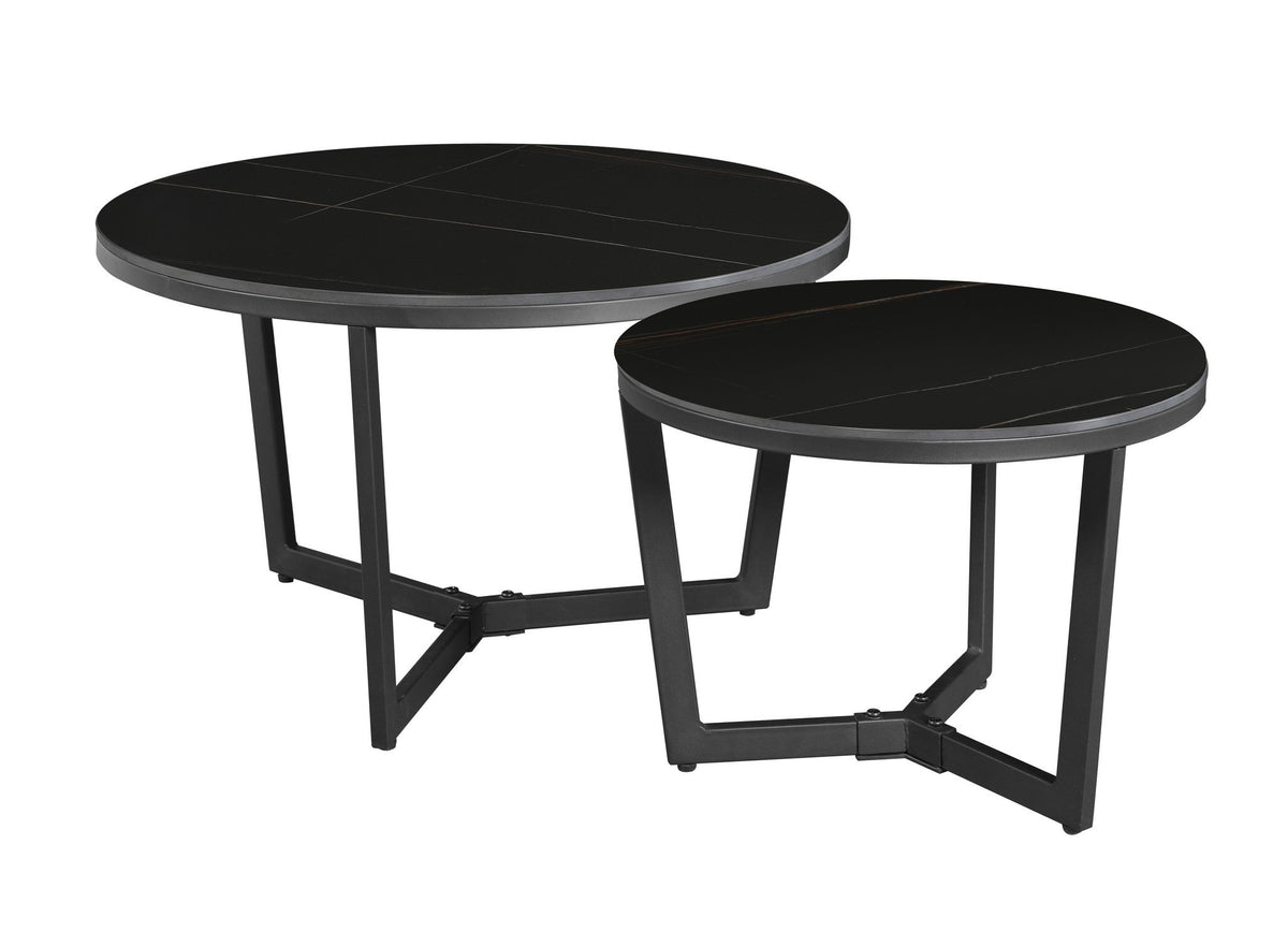 Coffee table Brady Black Dimehouse Black LxWxH 80x80x11 Sintered stone White photo front view