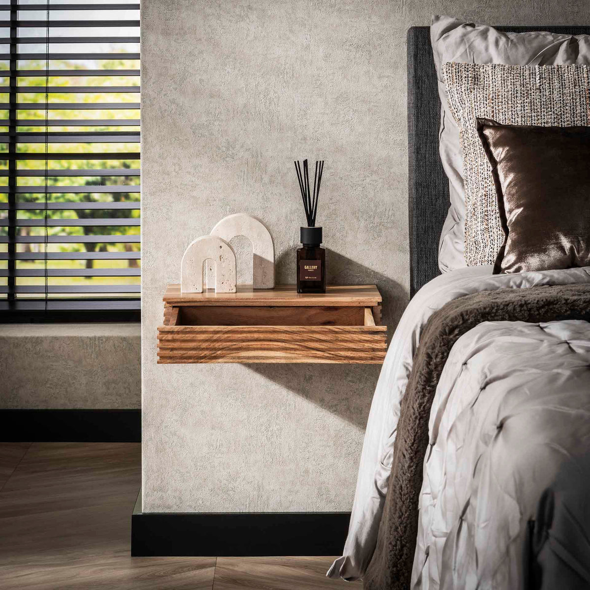 Bedside Tables - Arlo Bedside Tables Set of 2 Solid Acacia with Drawer - Dimehouse
