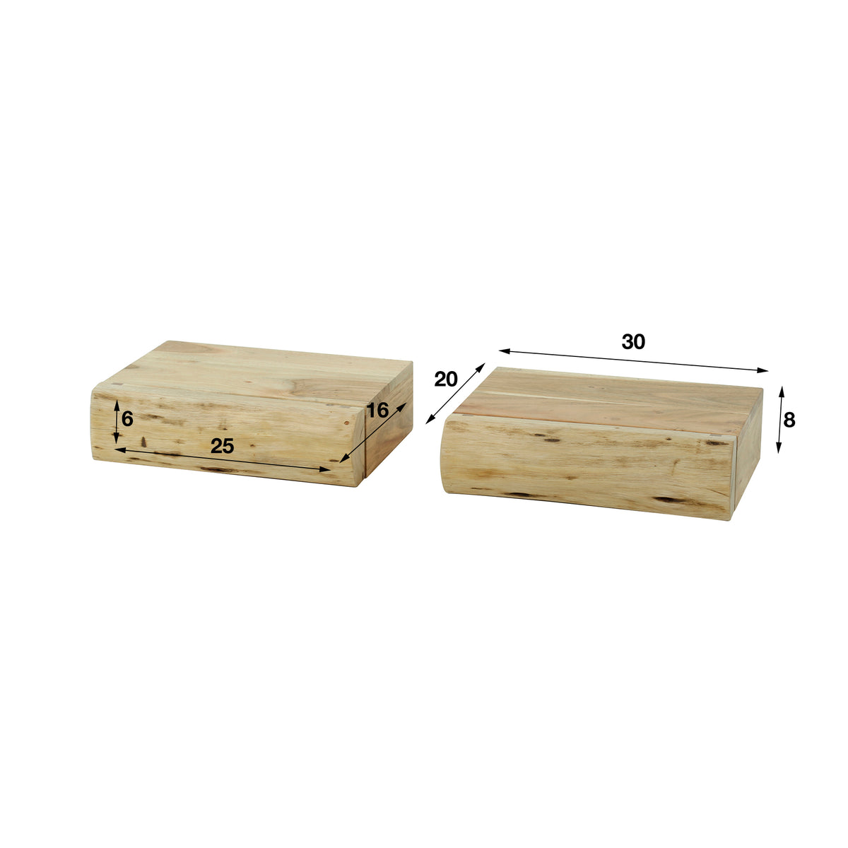 Bedside Tables - Set of 2 Floating Bedside Tables Acacia Wood Freya Small - Dimehouse