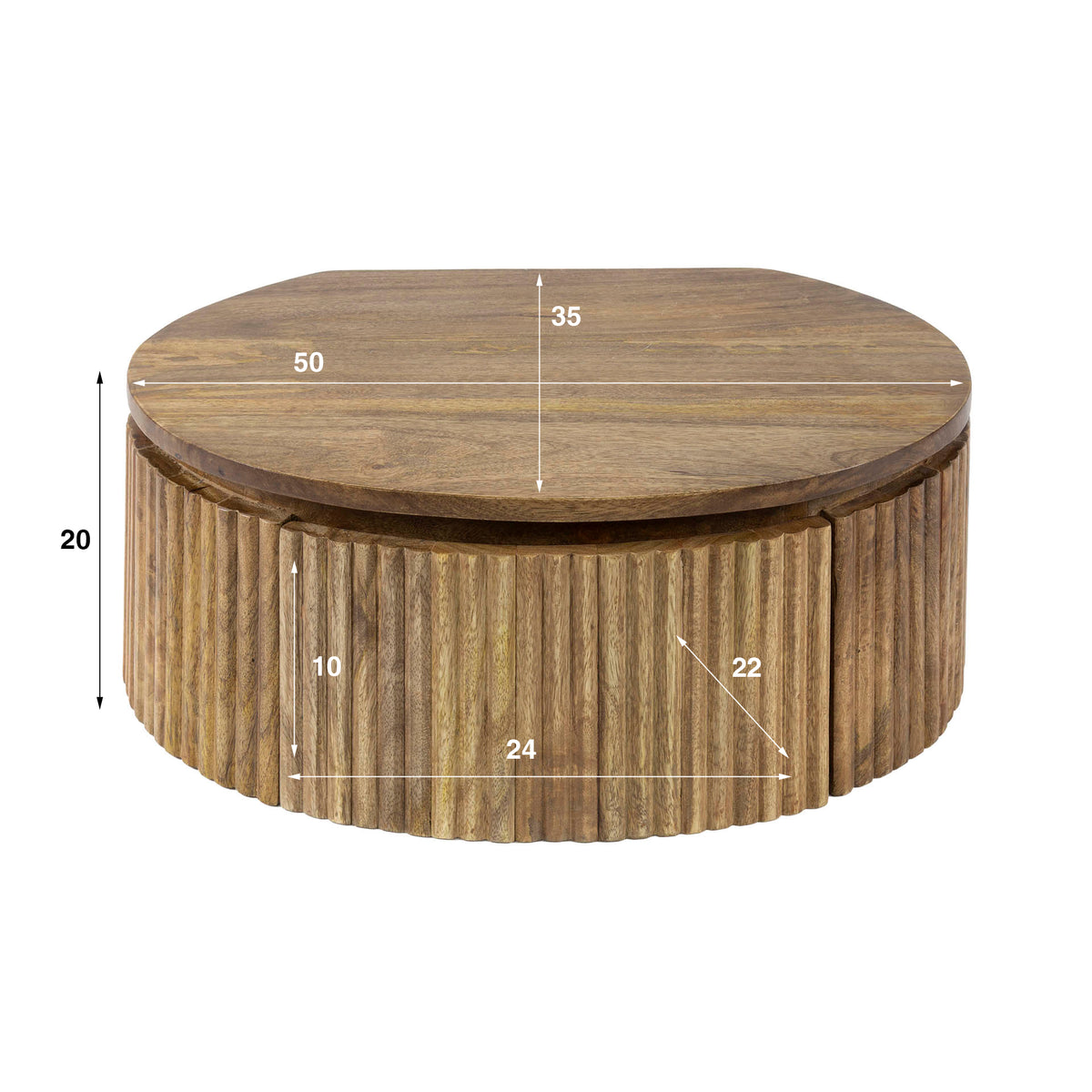 Bedside tables - Mango bedside table round 1 drawer sand - Dimehouse