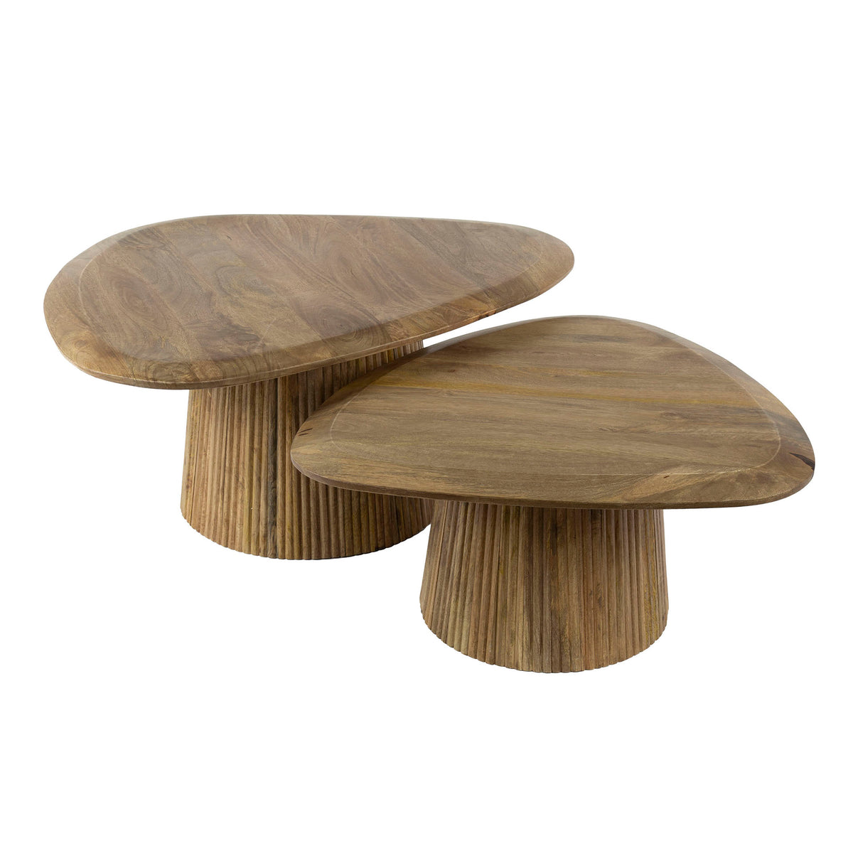 Coffee Tables - Mango Cove Triangular Coffee Table Set of 2 Solid Mango Sand - Dimehouse