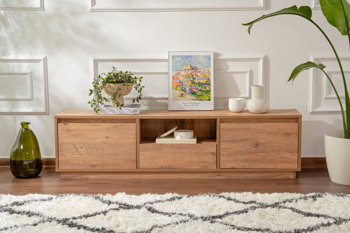TV Furniture - TV Furniture Vanguard Atlantic Pine Melamine 160x42x29.5 cm - Dimehouse