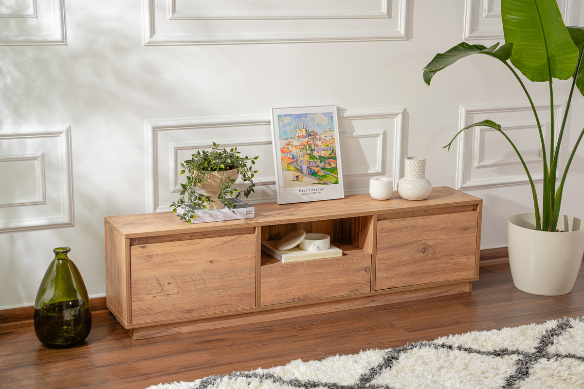 TV Furniture - TV Furniture Vanguard Atlantic Pine Melamine 160x42x29.5 cm - Dimehouse
