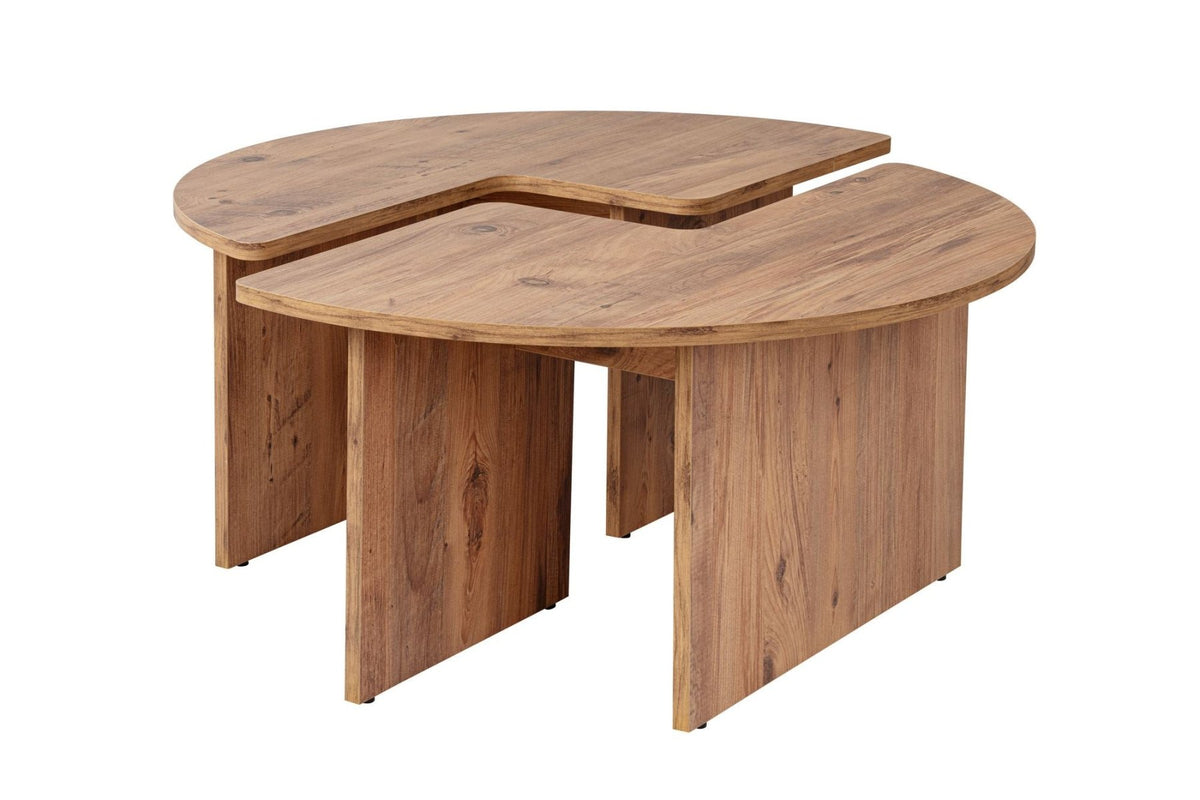 Coffee tables - Round Coffee Table Moari Atlantic Pine Wood Melamine 90 cm - Dimehouse