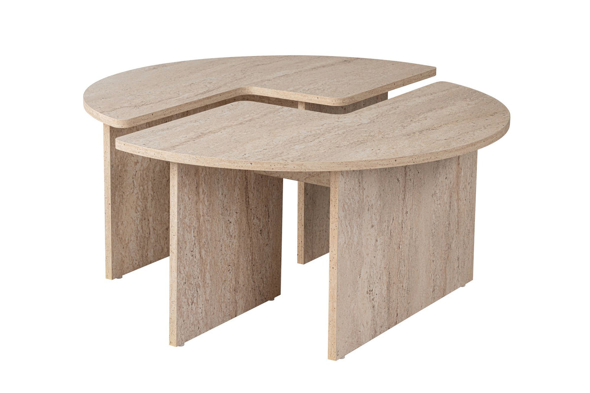 Coffee tables - Coffee table Set of 2 Travertine Maira - Melamine - Dimehouse
