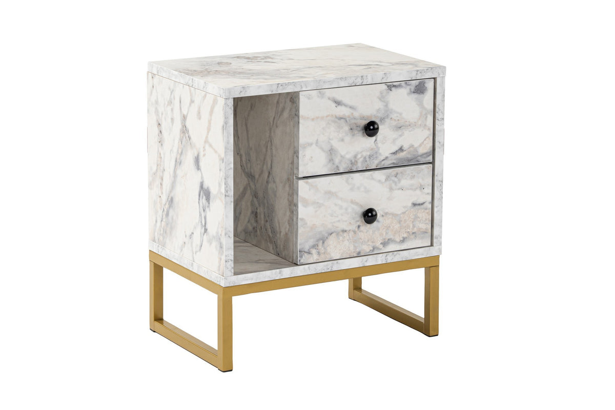 Bedside tables - Bedside table Marble Melamine Gold Frame Pulsar - Dimehouse