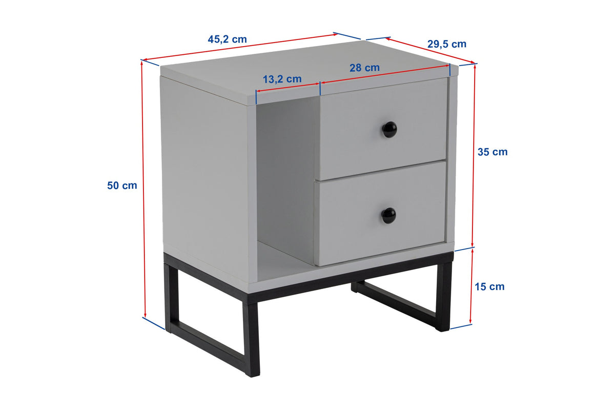 Bedside tables - Bedside table Beige Melamine Pulsar - Gold Frame - Dimehouse
