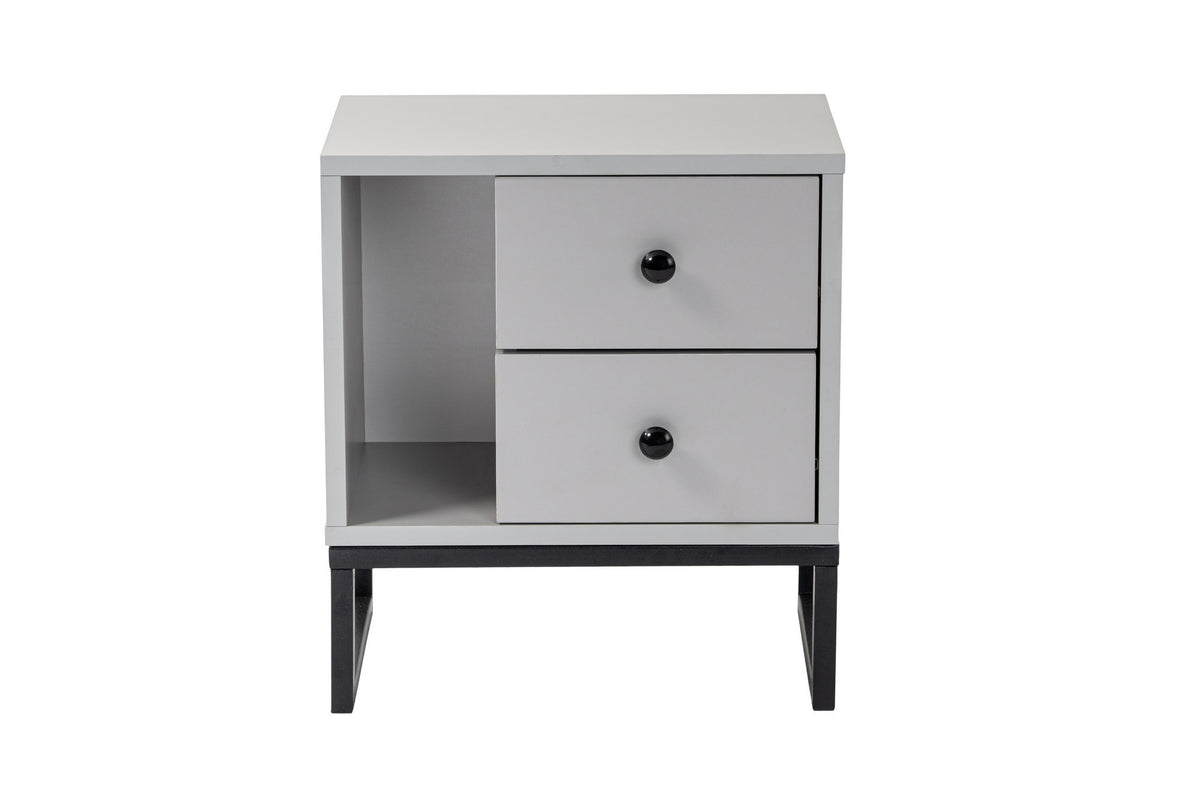 Bedside tables - Bedside table Gray Melamine Pulsar - Black Frame - Dimehouse