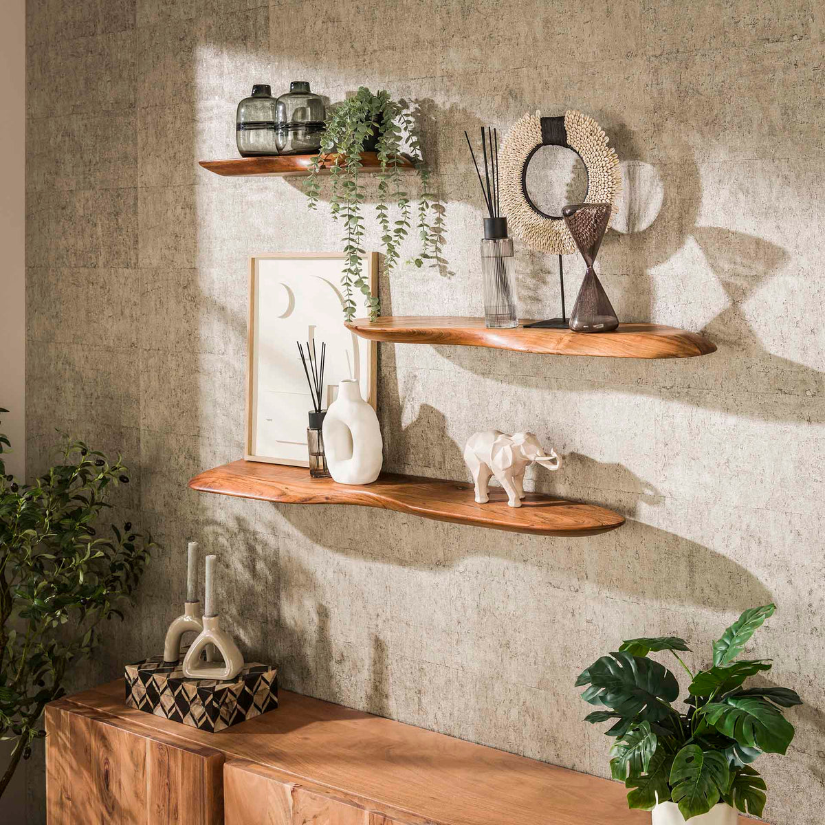 Wall Shelves - Nordic Wall Shelf 60 Solid Acacia - Dimehouse
