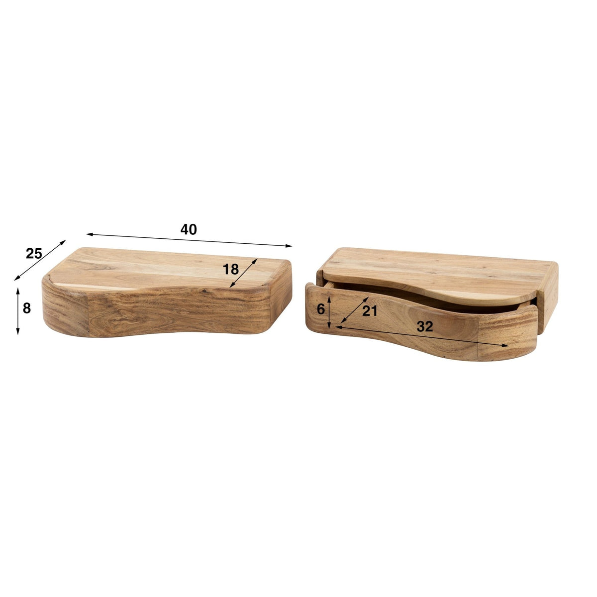 Bedside tables - Acacia wall - bedside tables Nova L/R (set of 2) - Dimehouse
