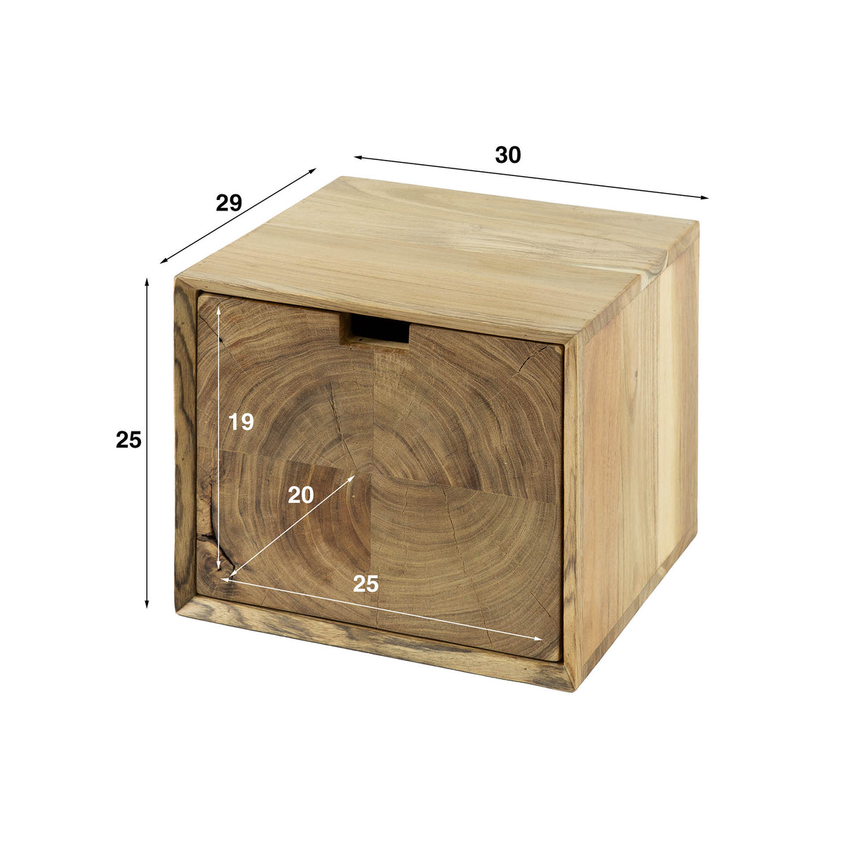Bedside Tables - Floating Bedside Table Acacia Wood Nova with 1 Drawer - 30x25x29 cm - Dimehouse