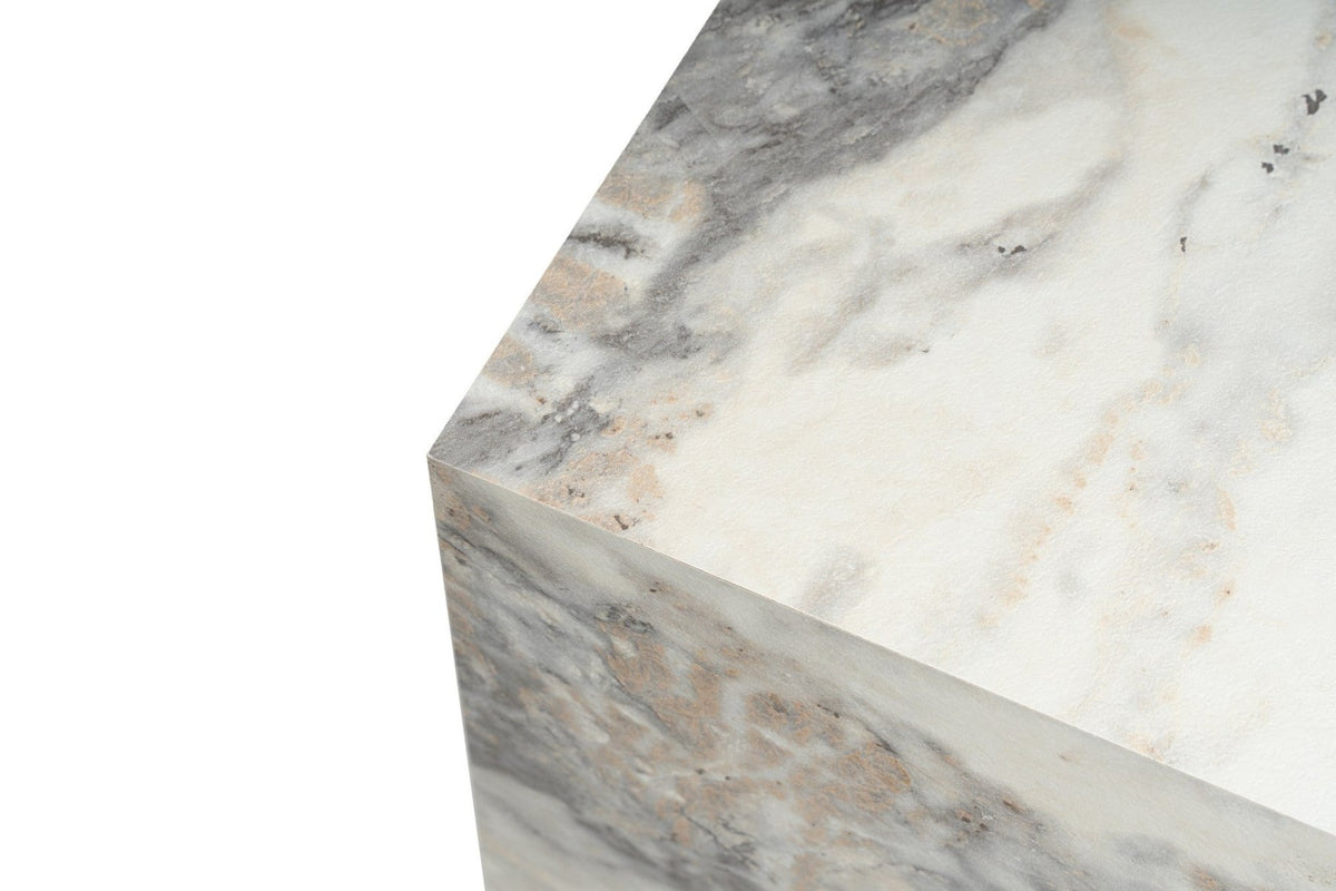 Side tables - Modern Side Table Kuub Square Marble Look - 45x45x50 cm - Dimehouse