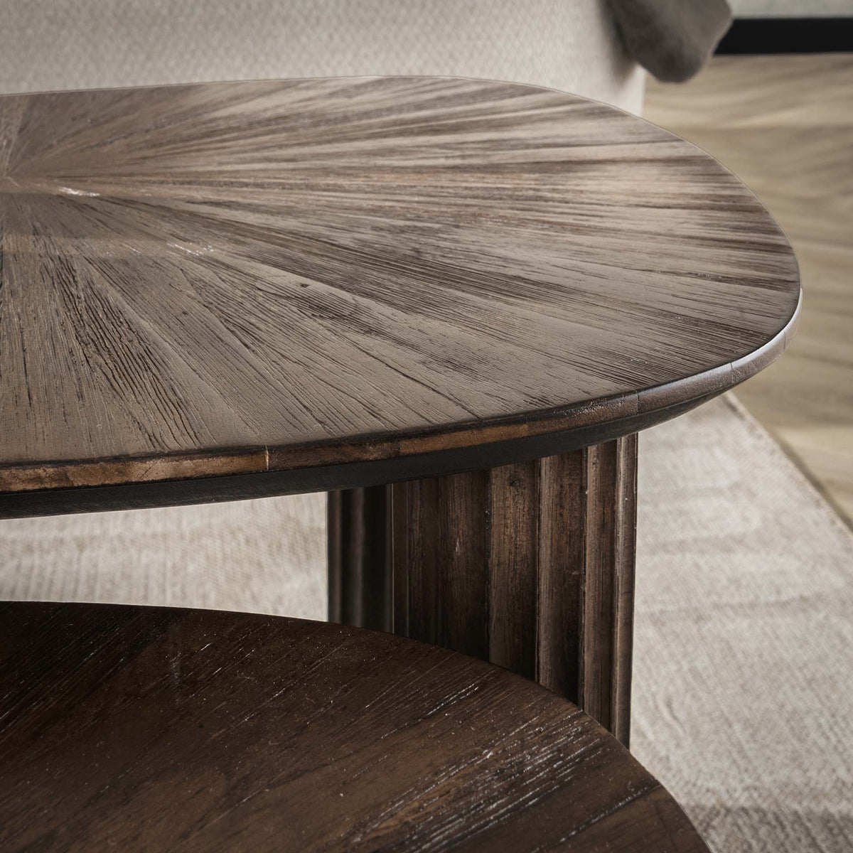 Coffee tables - Coffee table set of 2 Myla Organic Quadrangular Teak Wood Brown - Japandi - Dimehouse