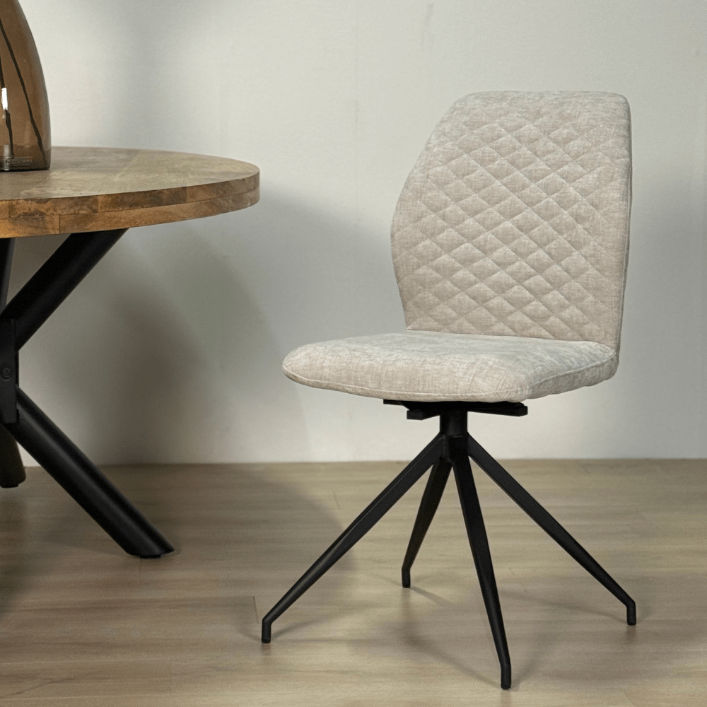 Dining room chairs - Swivel Dining room chair Light gray Charly Chenille Fabric - Dimehouse