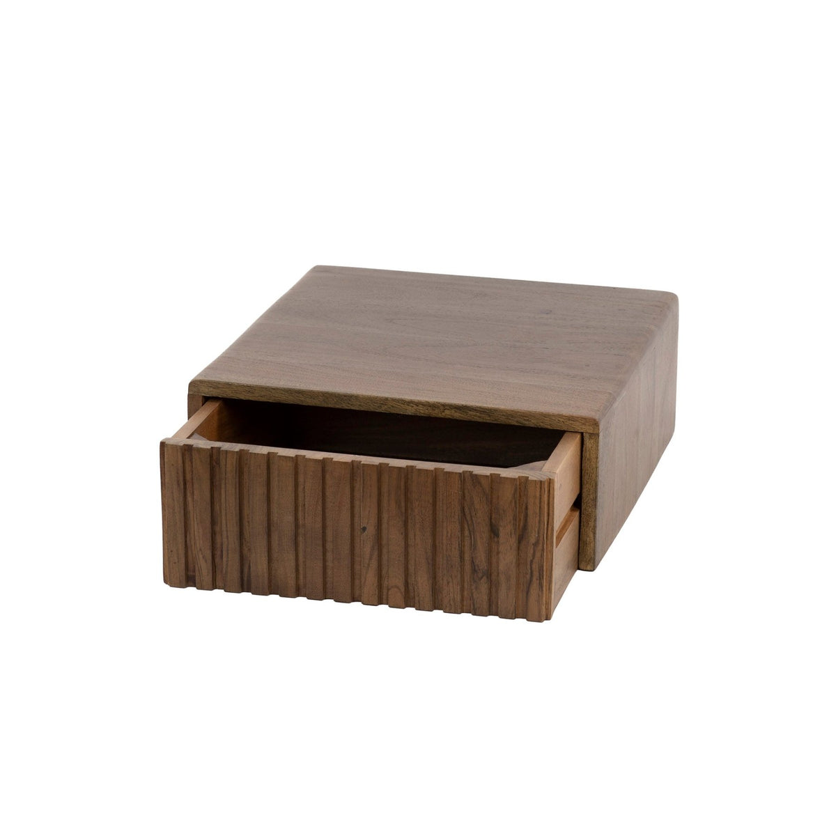 Bedside tables - Floating bedside table Dex Acacia wood Drift brown 1 drawer - Dimehouse