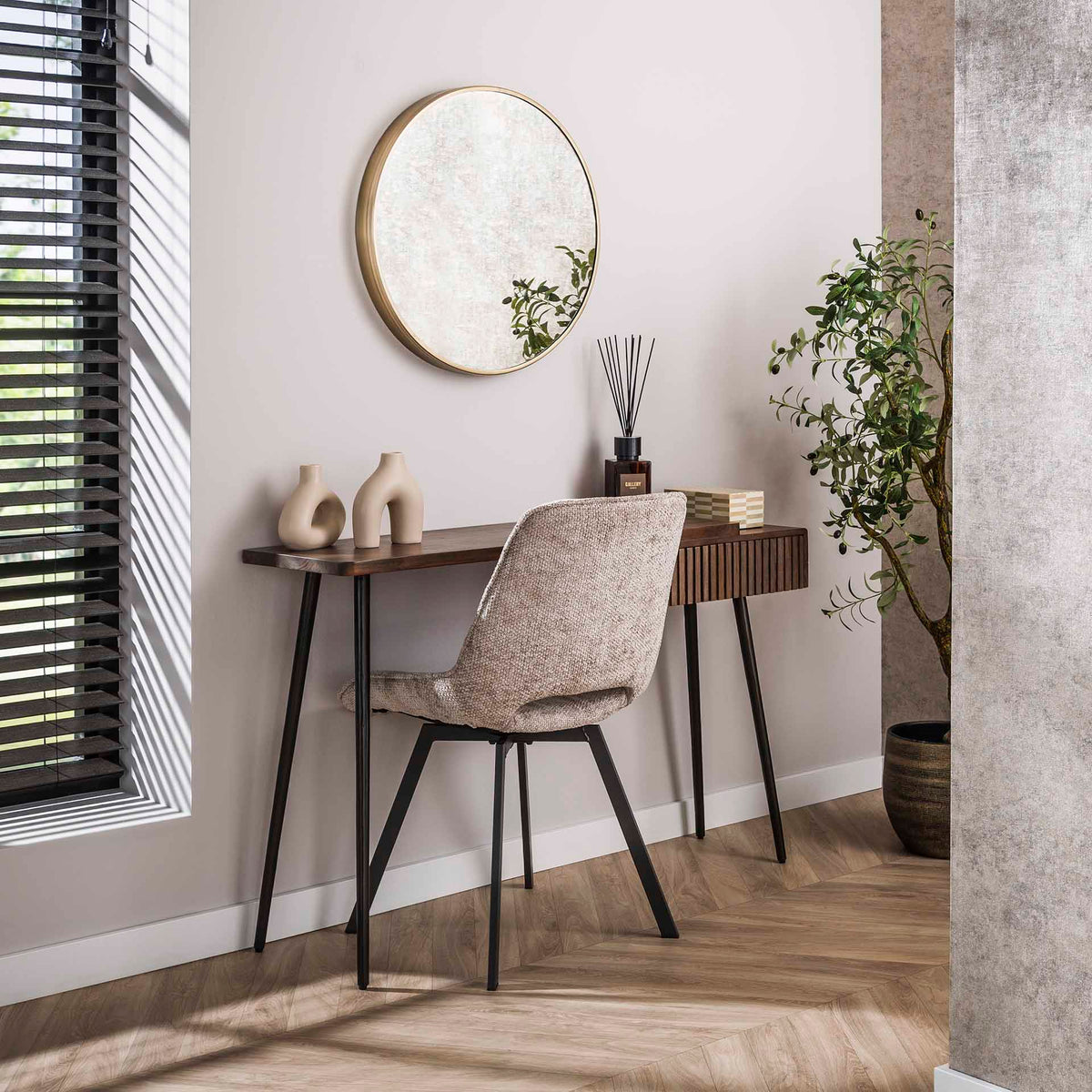 Dressing tables - Dressing table Elin Solid Acacia Drift Brown 120 cm - Dimehouse
