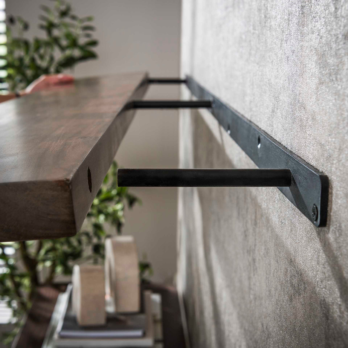 Wall shelves - Wall shelf Noa 120 cm Solid Acacia wood Drift Brown - Dimehouse