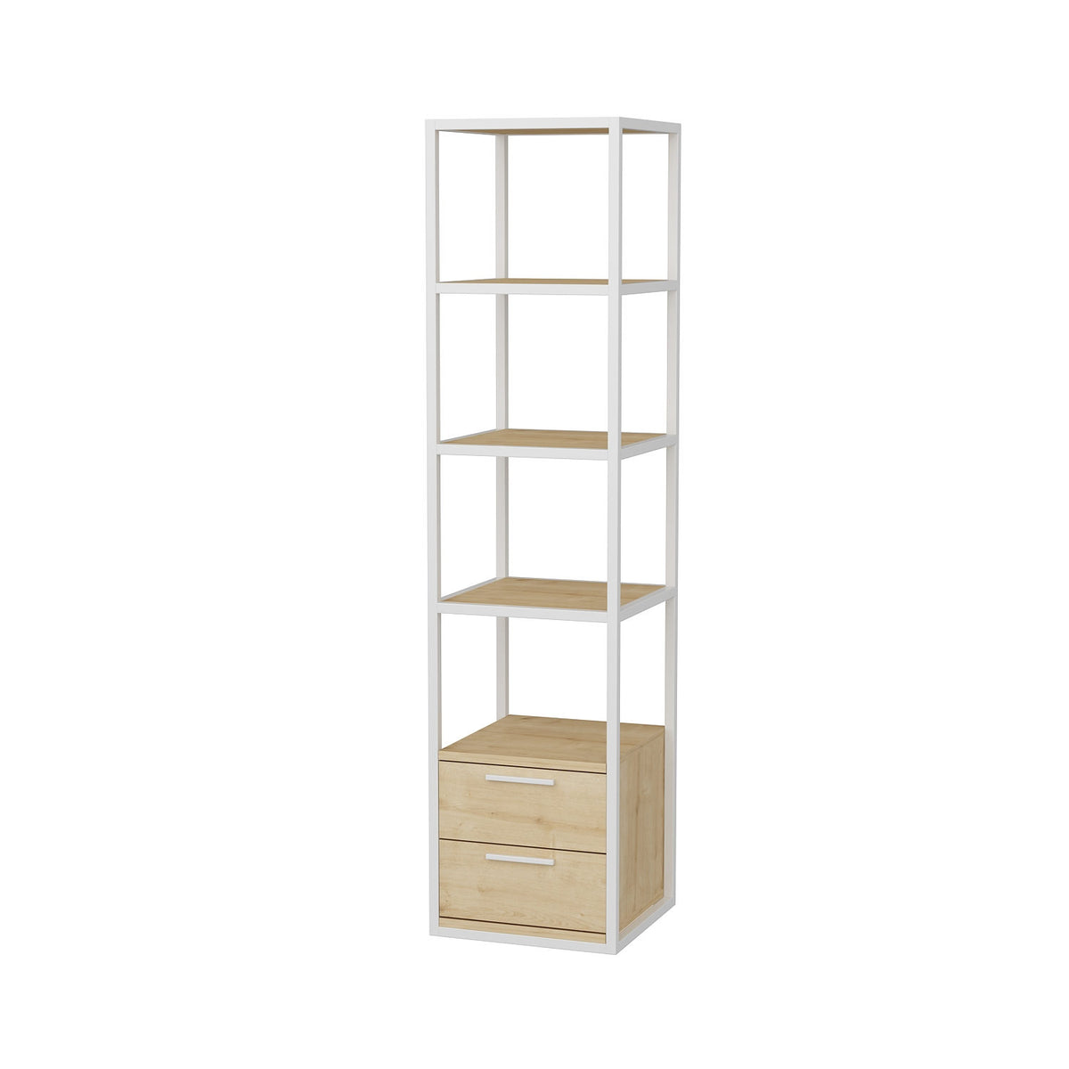Bookcases - Bookcase Robbins White White Oak Melamine 39x160x39 cm - Dimehouse