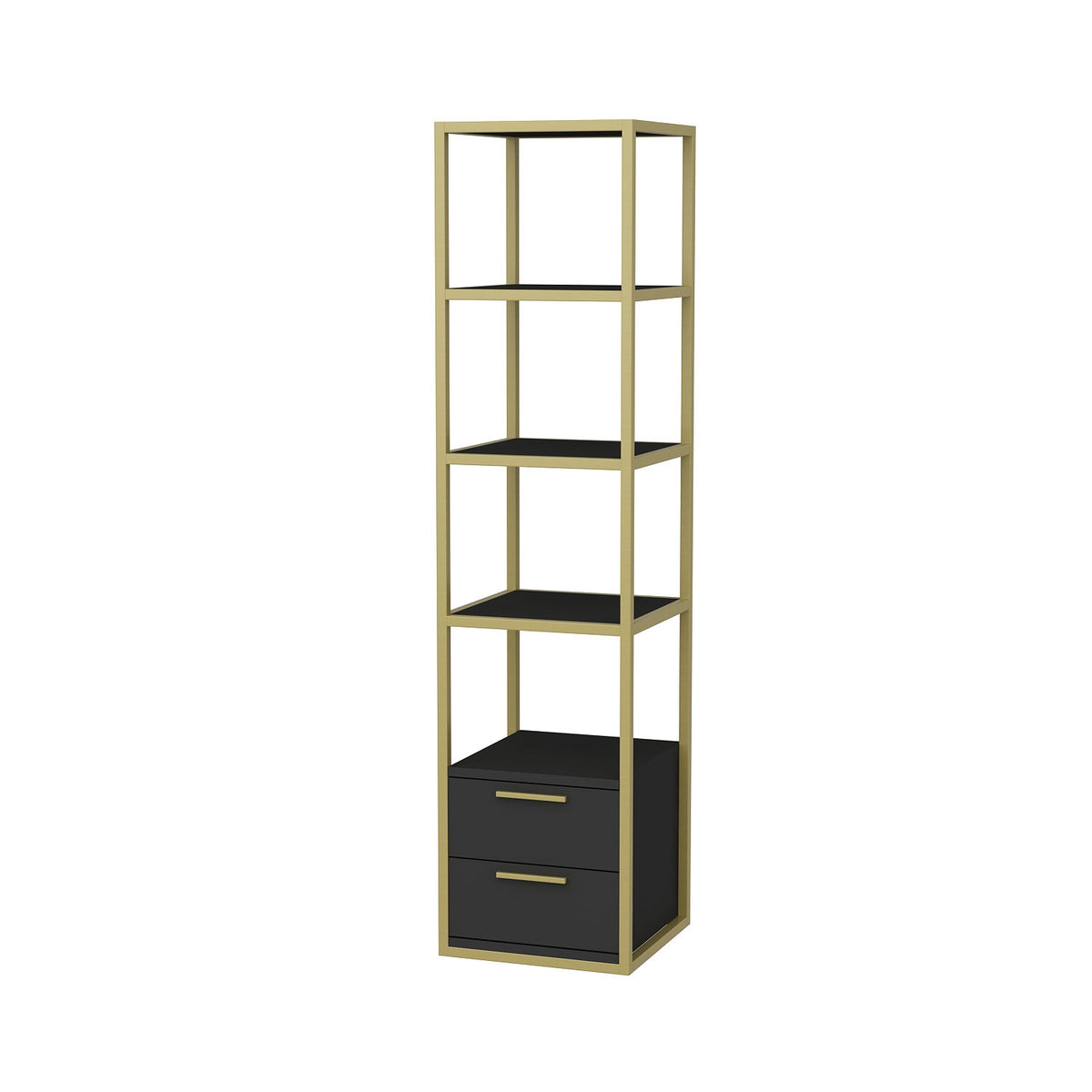 Bookcases - Bookcase Robbins Gold Gold Anthracite Melamine 39x160x39 cm - Dimehouse