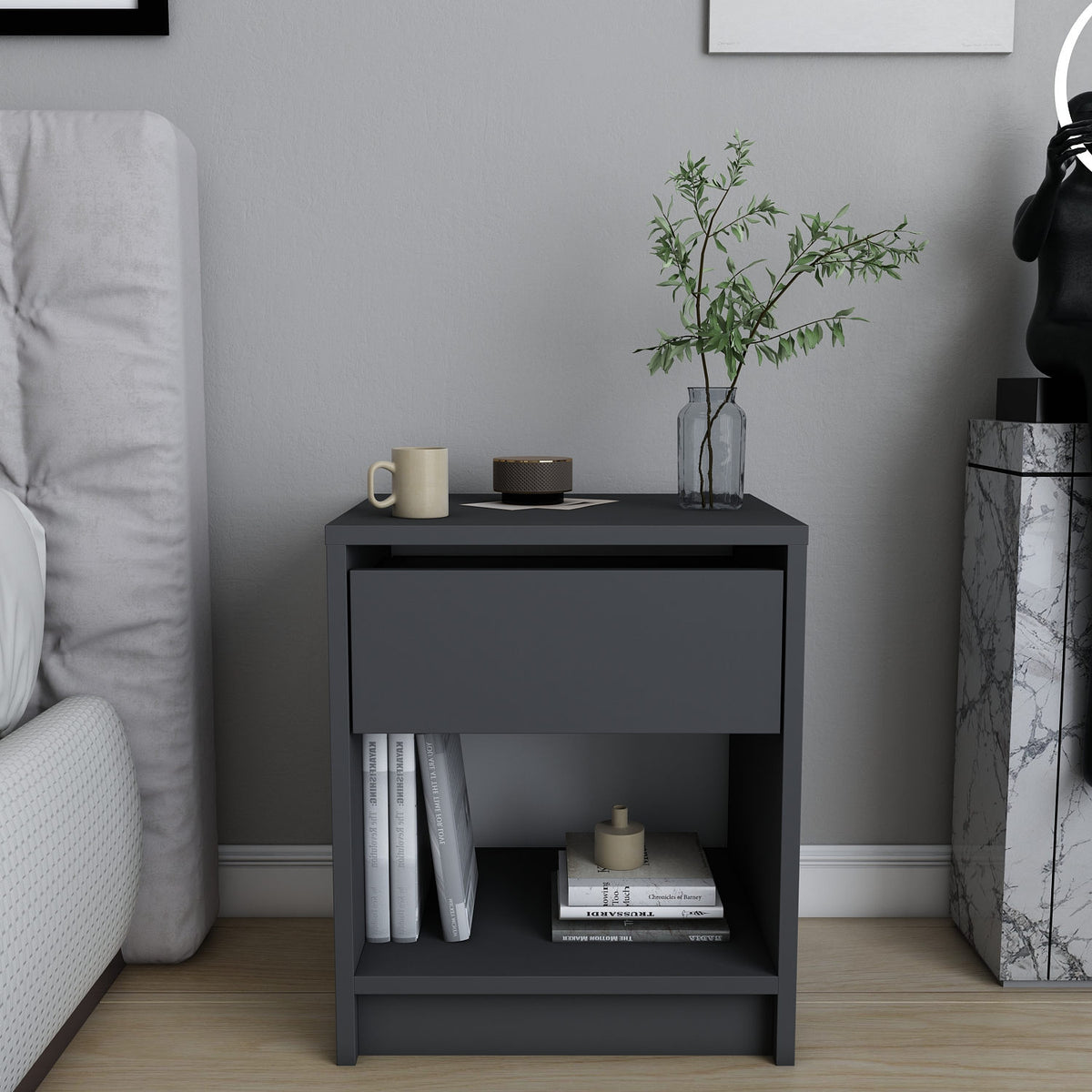 Sheridan bedside table anthracite 44.6 cm Melamine coated furniture panel