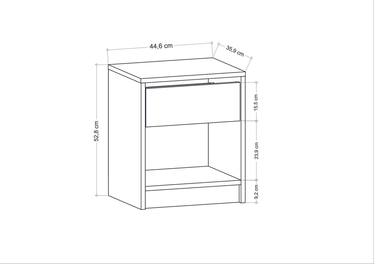 Sheridan bedside table anthracite 44.6 cm Melamine coated furniture panel