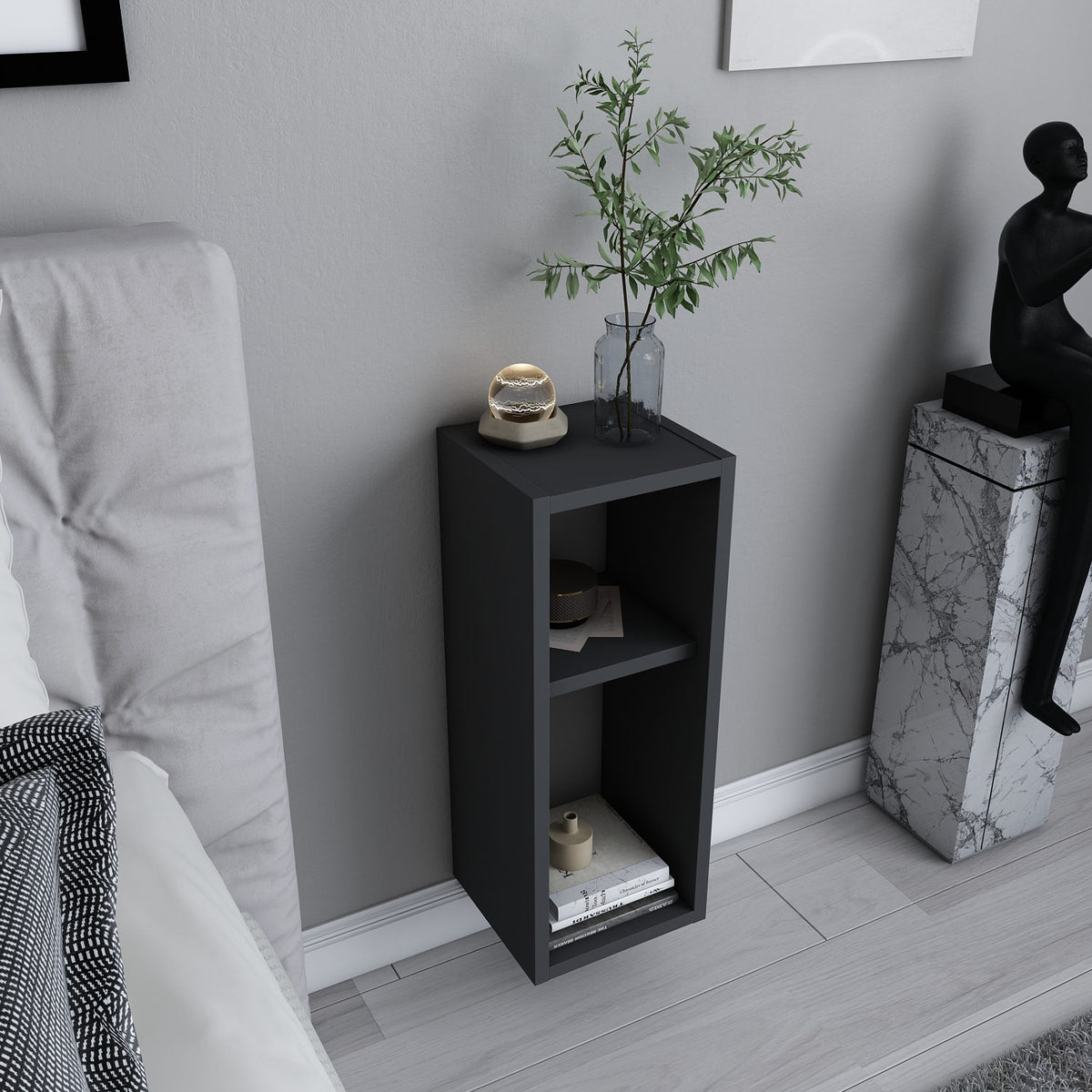 Sault wall shelf anthracite 23.2 x 22 x 59.6 cm Melamine coated wood composite