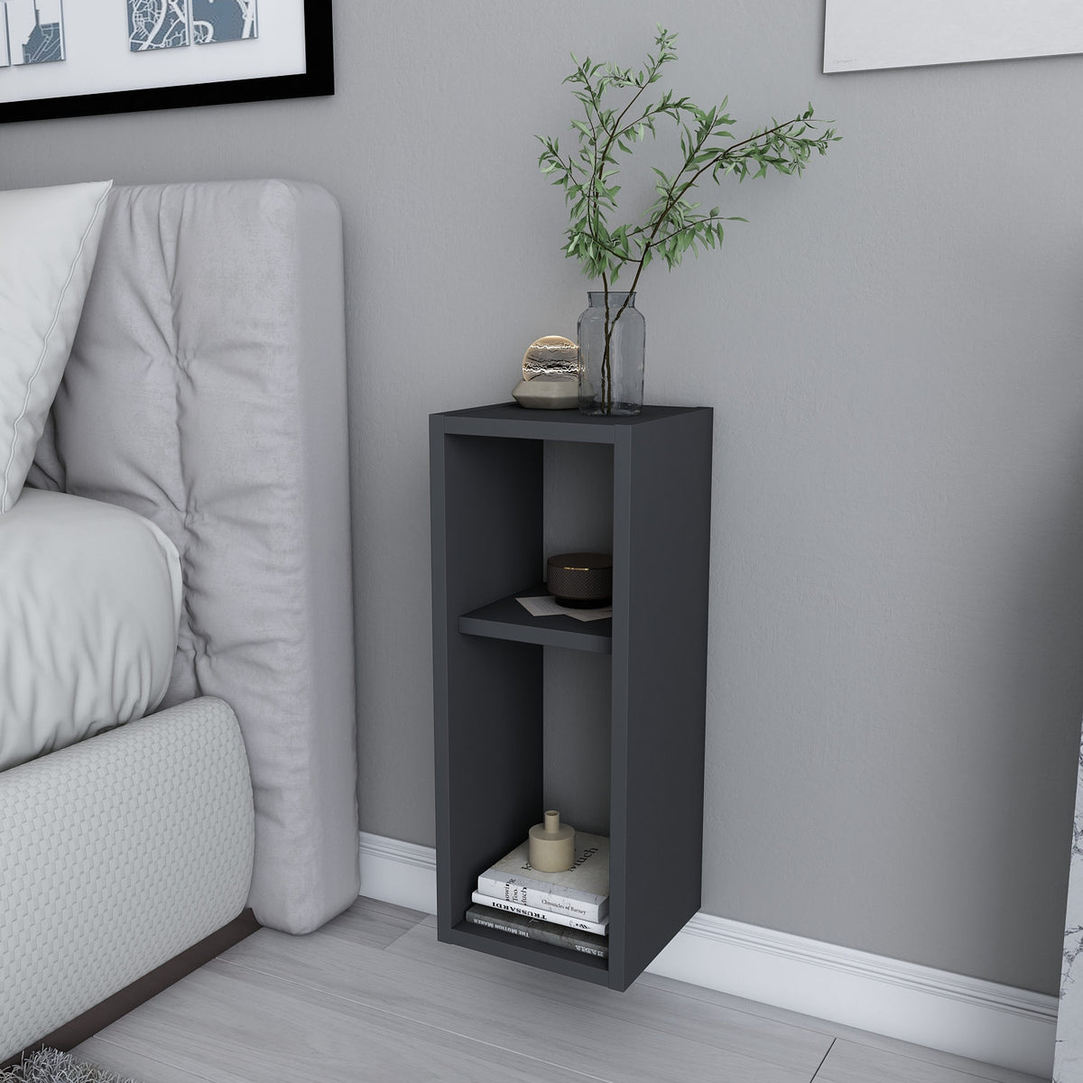 Sault wall shelf anthracite 23.2 x 22 x 59.6 cm Melamine coated wood composite