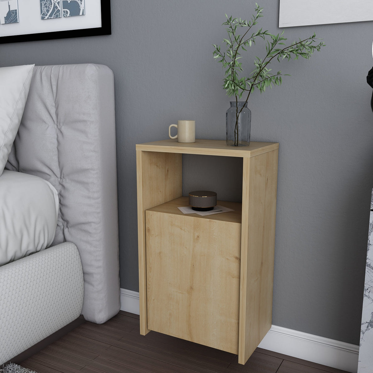 Carlin bedside table oak look 36 cm Melamine-coated furniture wood