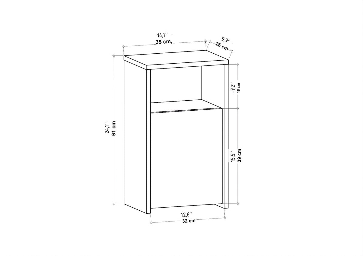 Carlin bedside table anthracite 61.4 cm Melamine-faced wood composite