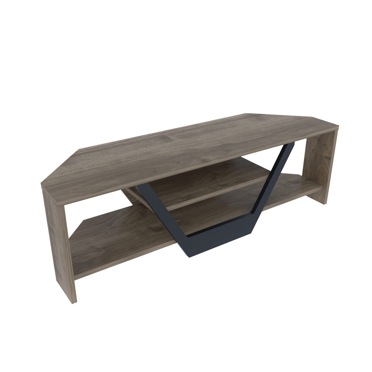 Sares TV cabinet walnut look with black 120 cm Walnut look / Black Melamine coated furniture panel
