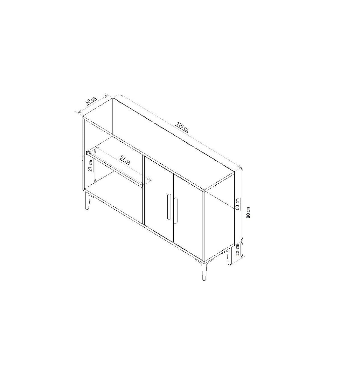 Ansel console sapphire oak look 120 cm Sapphire oak look, gold-colored Melamine coated wood composite