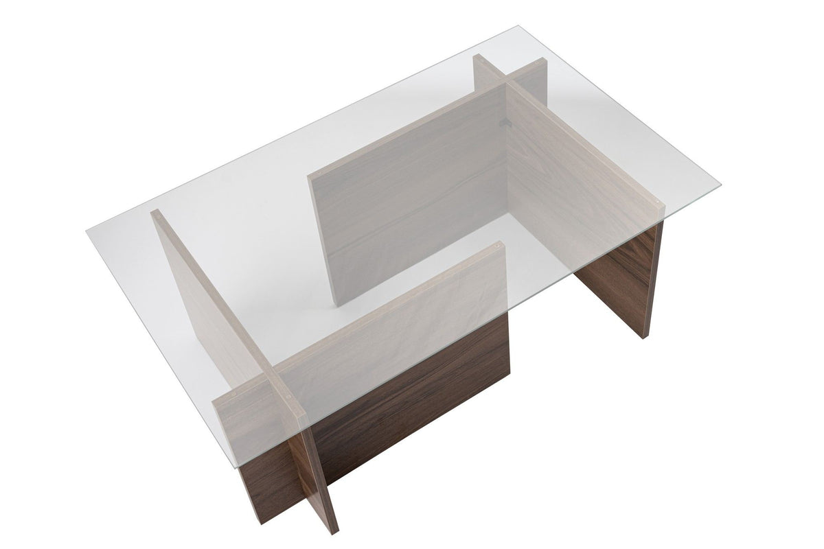Coffee Tables - Rectangular Modern Coffee Table Vetroni Walnut Look - Glass - 105x65 cm - Dimehouse