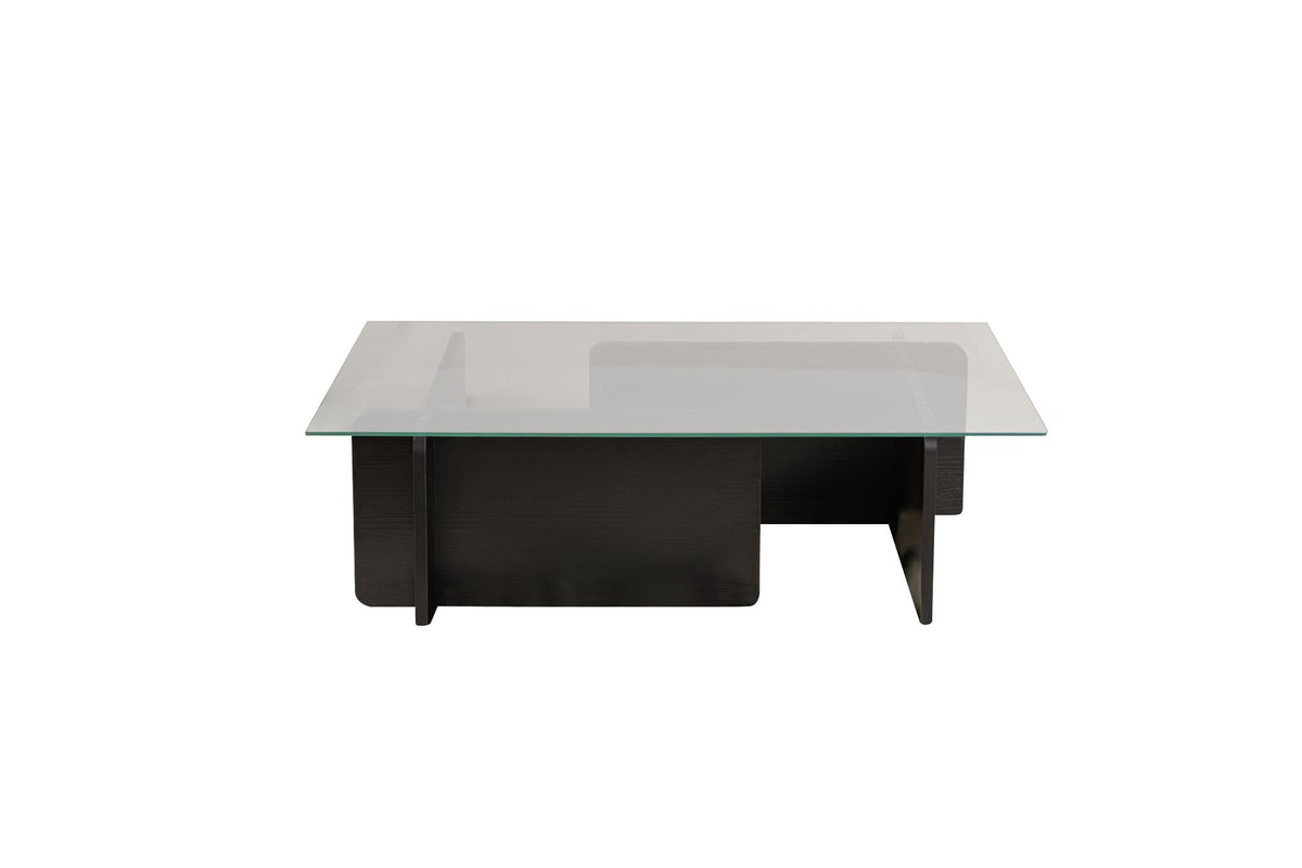 Coffee tables - Coffee table Black Wood Melamine Glass Opal 105x65x30 cm - Dimehouse