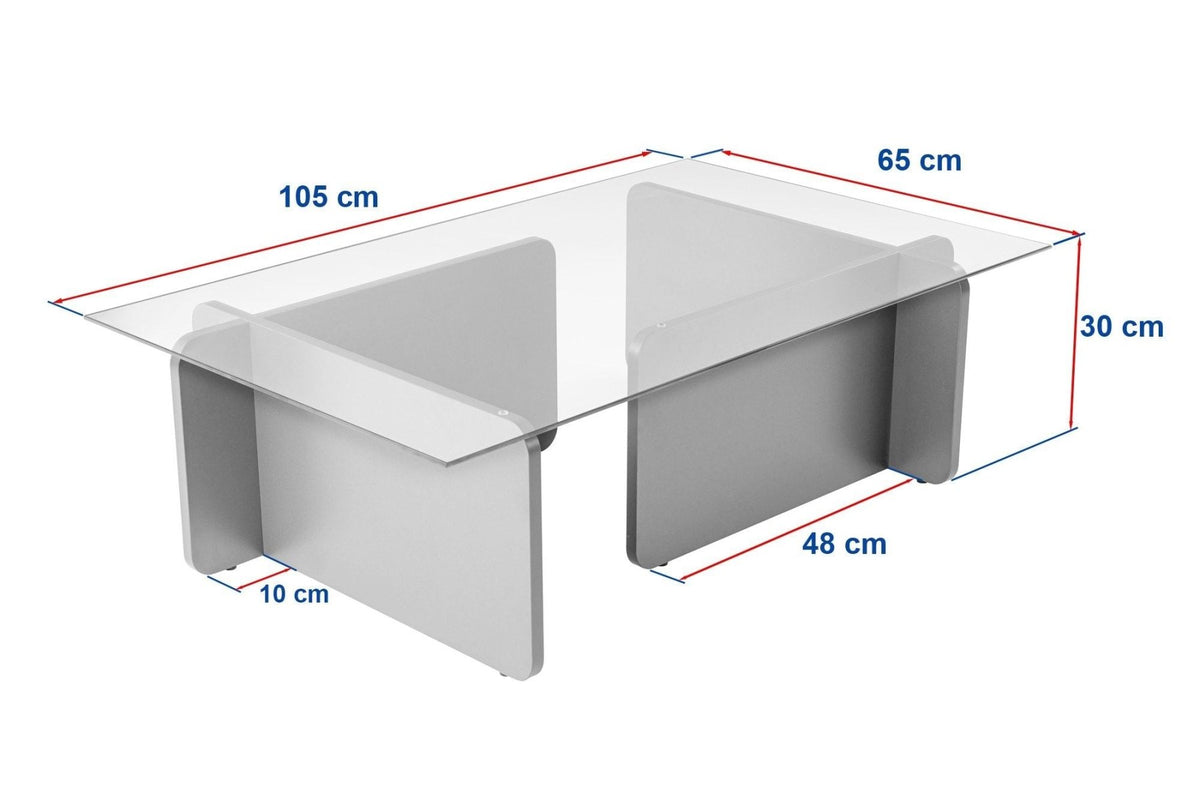 Coffee tables - Coffee table Atlantic Pine Melamine Glass Opal 105x65x30 cm - Dimehouse