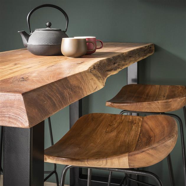 Bar Stools - Industrial Bar Stool Acacia Wood Elly - Seat height 71 cm - Without Backrest - Dimehouse
