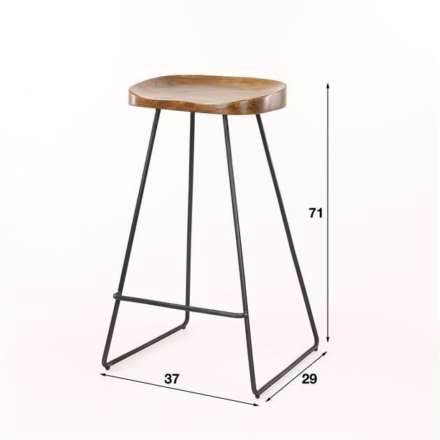 Bar stools - Set of 4 Bar stools Lenn Acacia wood - Seat height 71 cm - Without backrest - Dimehouse
