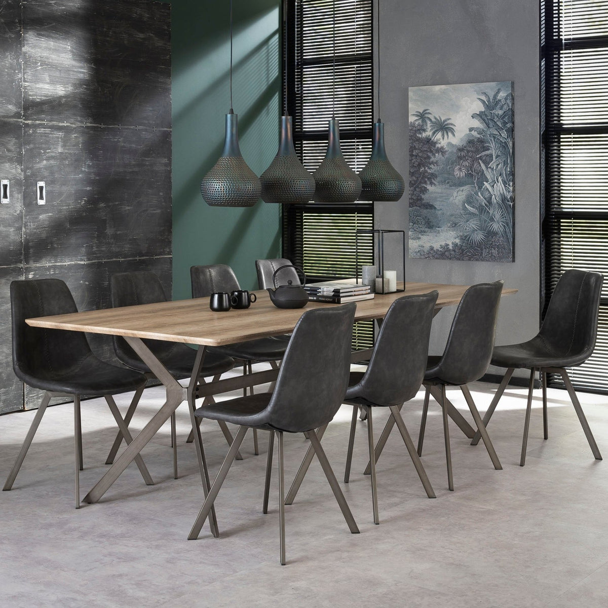 Dining room chairs - Dining room chair Black Siena Saddle PU Artificial leather - Dimehouse