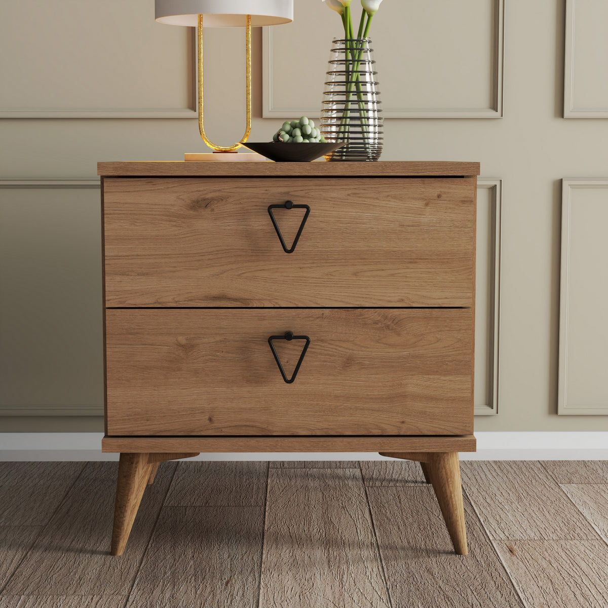 Bedside tables - Bedside table Versa Oak Melamine 52x55.1x45 cm - Dimehouse