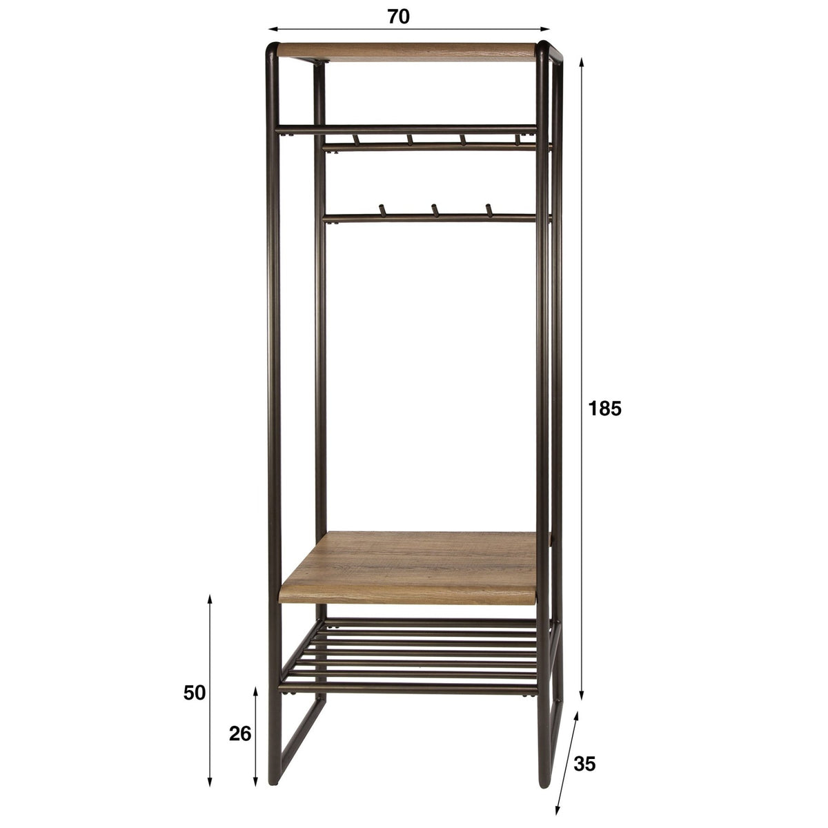 Coat racks - Wardrobe furniture Senna 70 cm Drift brown - Dimehouse