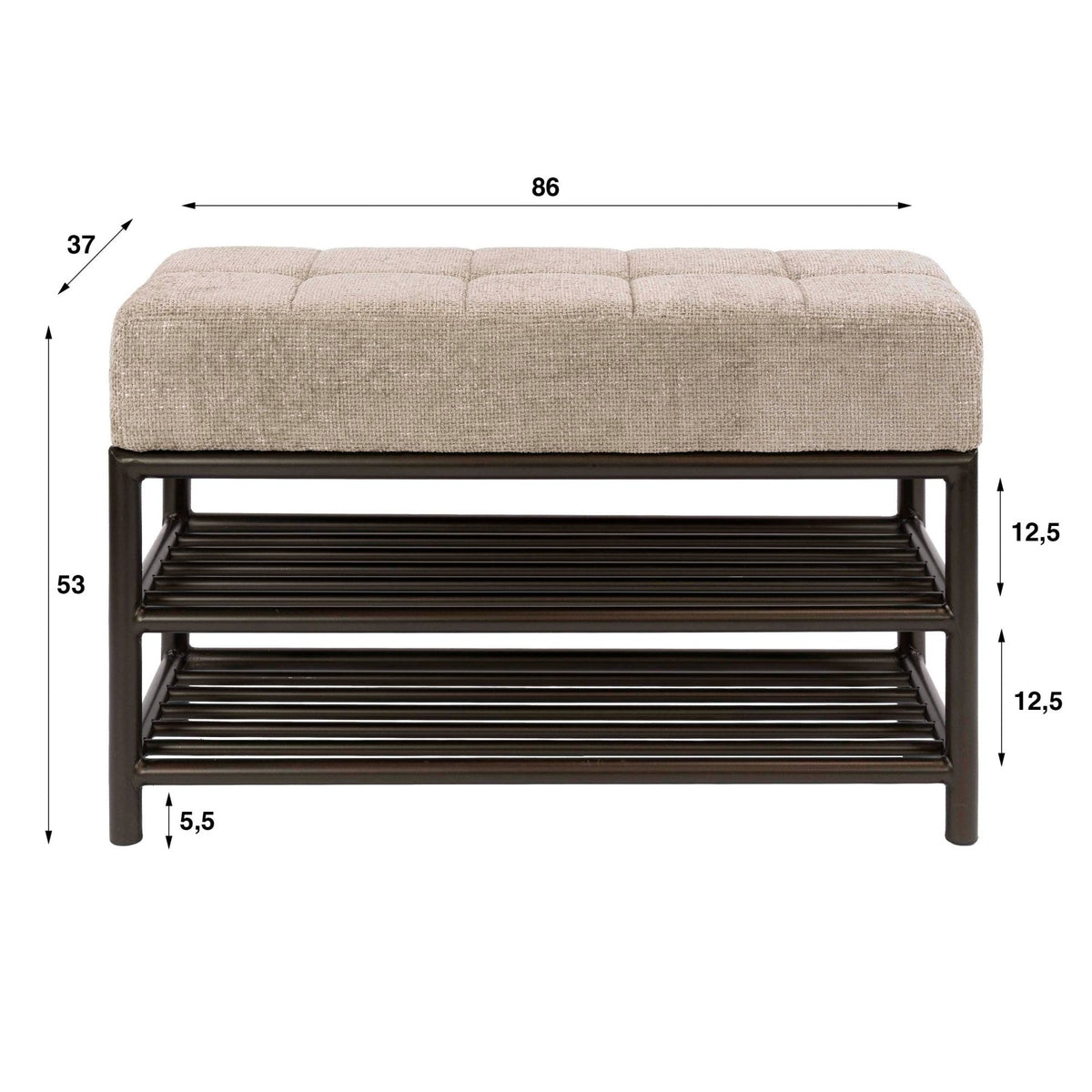 Shoe bench-Shoe bench Terra 85 cm brown metal-Dimehouse