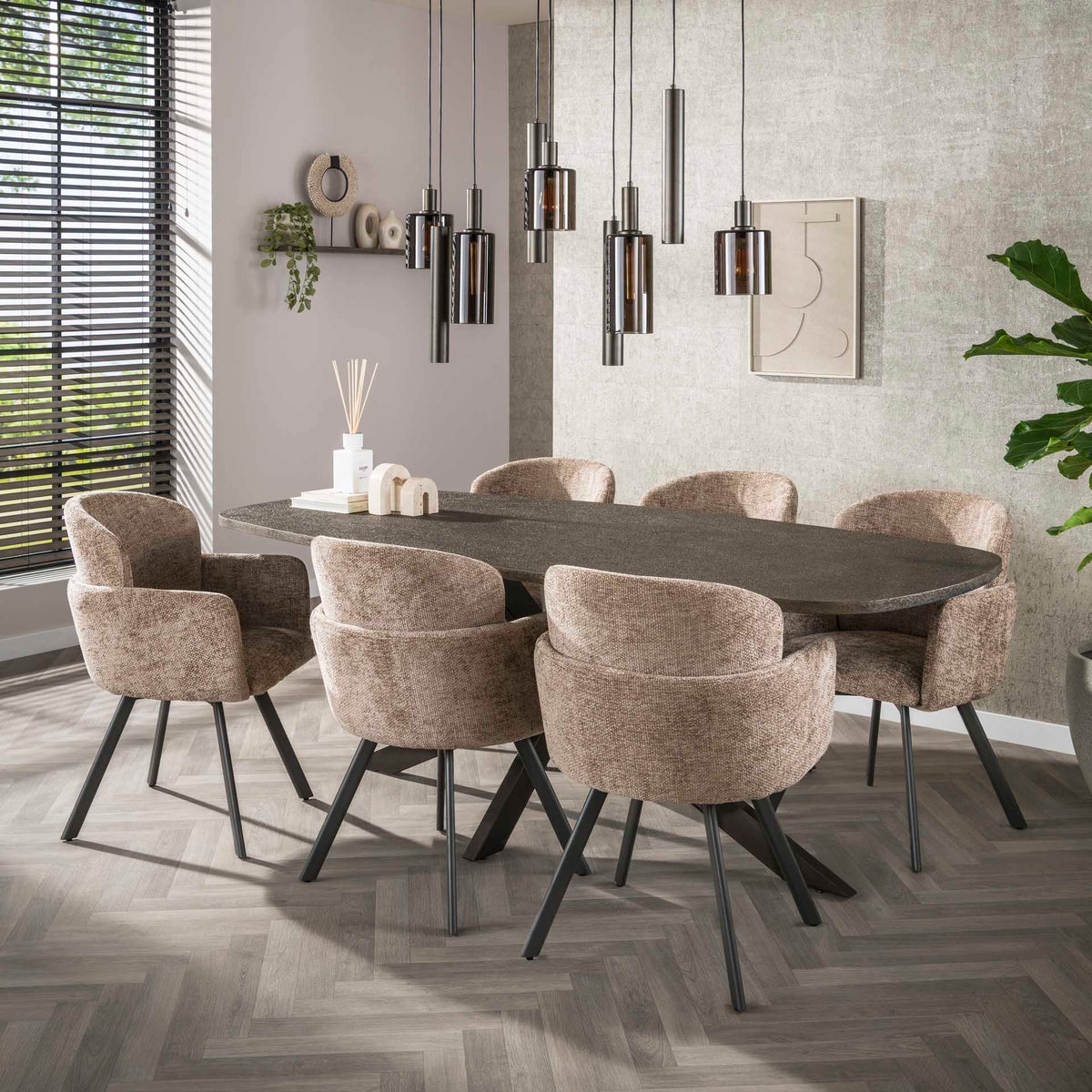 Dining room chairs - Set of 2 Modern dining room chairs Luma Hoven Rich Champagne - Dimehouse