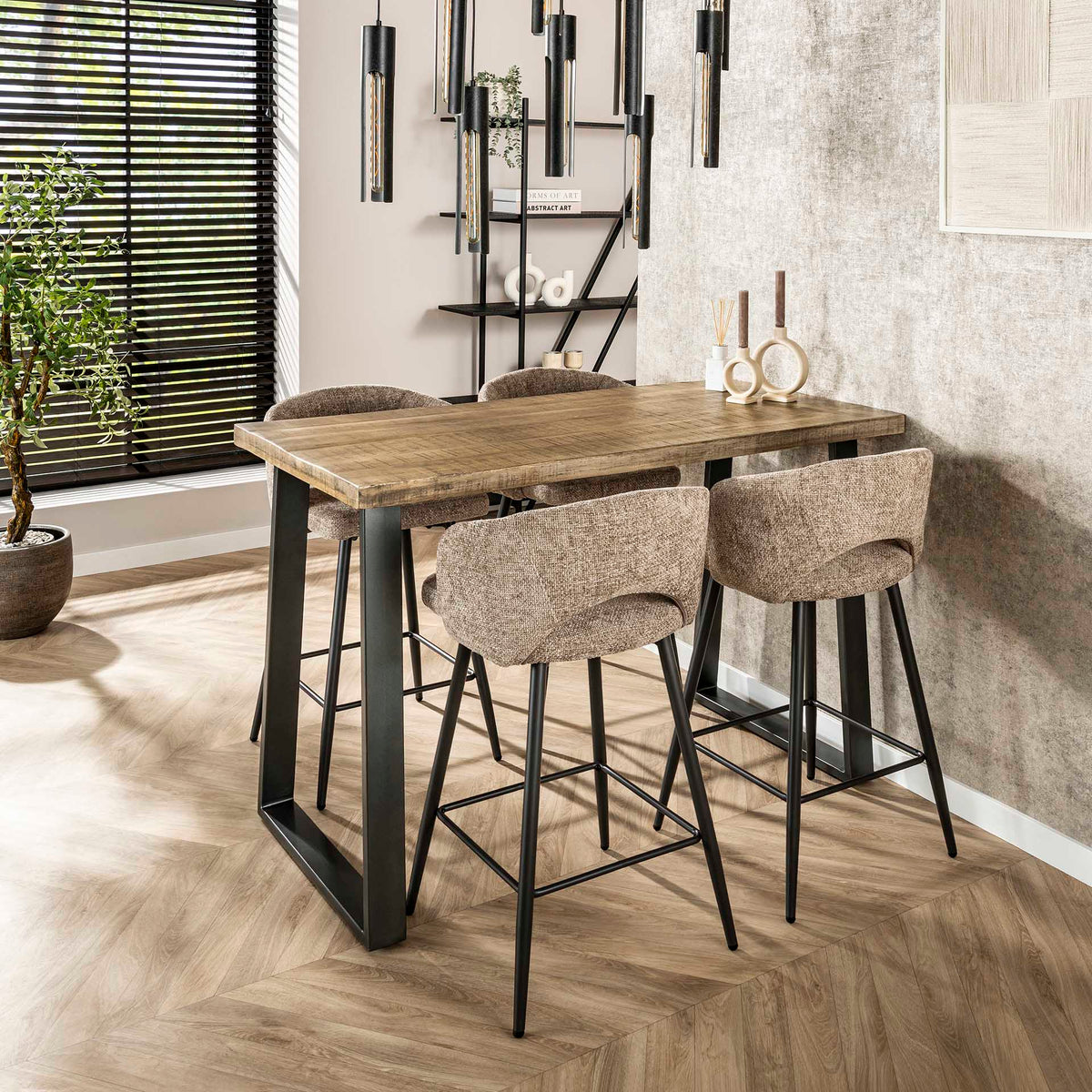 Bar Stools - Modern Bar Stool Sand Alba Tissee Cargo Fabric - Dimehouse