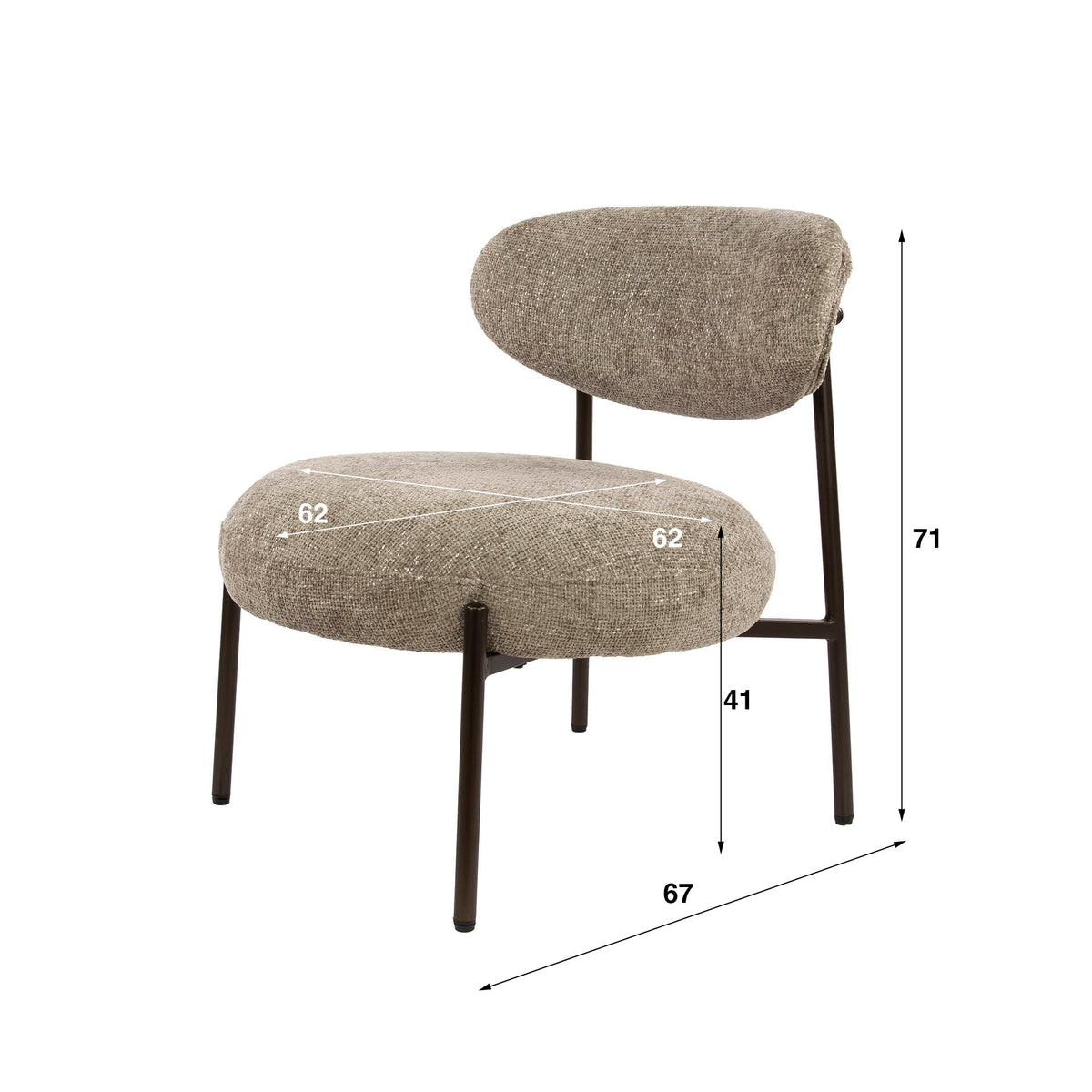 Armchairs - Round Scandinavian armchair beige mixed fabric Nova - Dimehouse