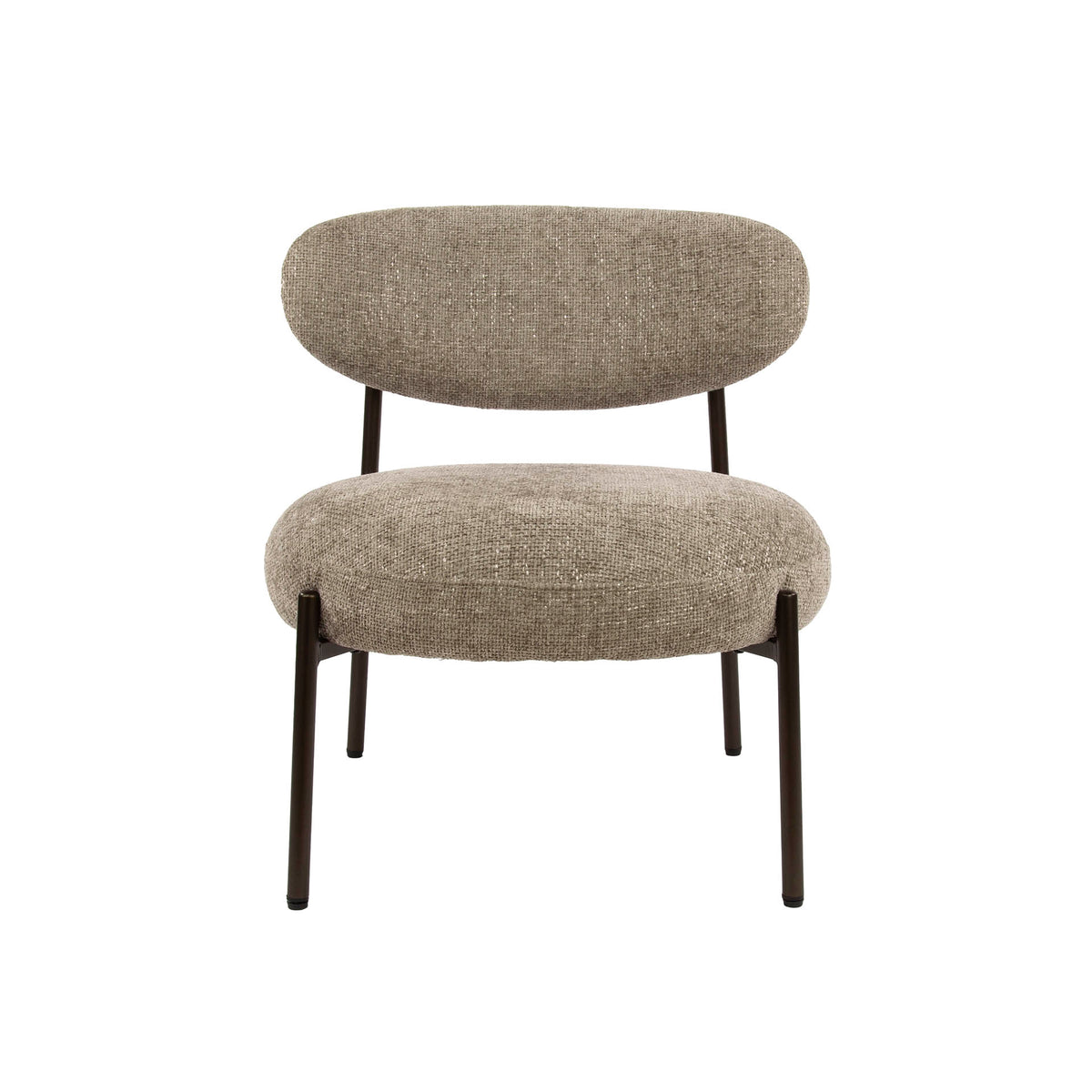 Armchairs - Round Scandinavian armchair beige mixed fabric Nova - Dimehouse