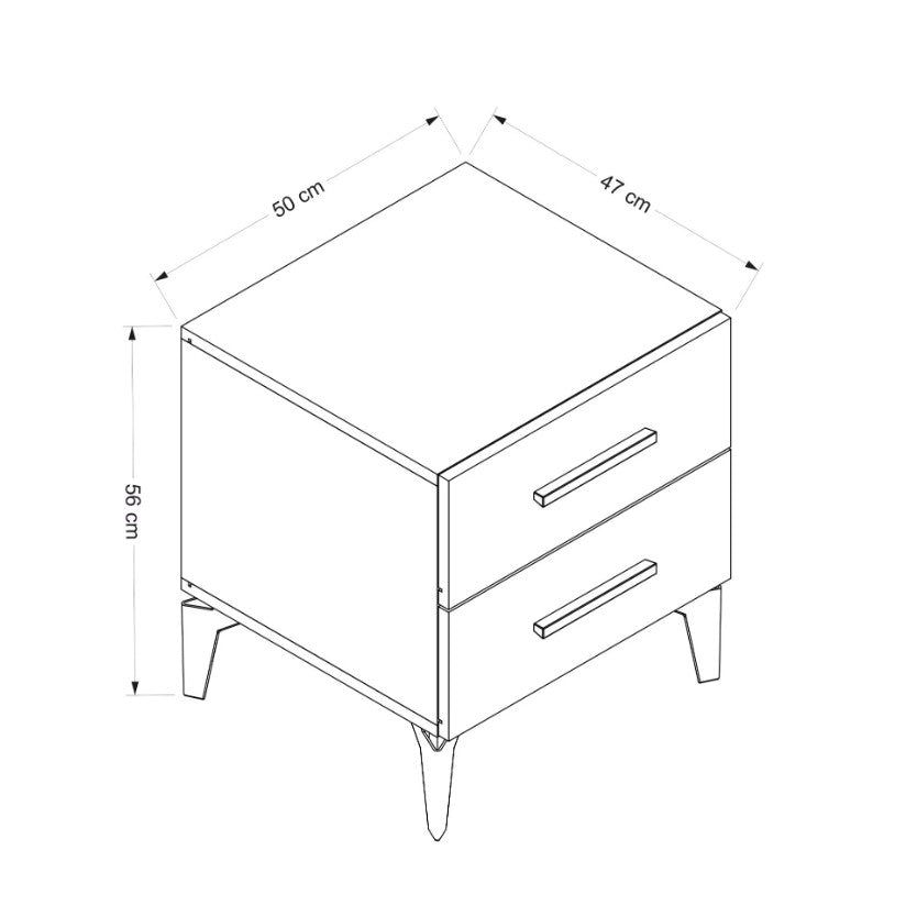 Bedside tables - Bedside table Bare White Melamine 50x56x47 cm - Dimehouse