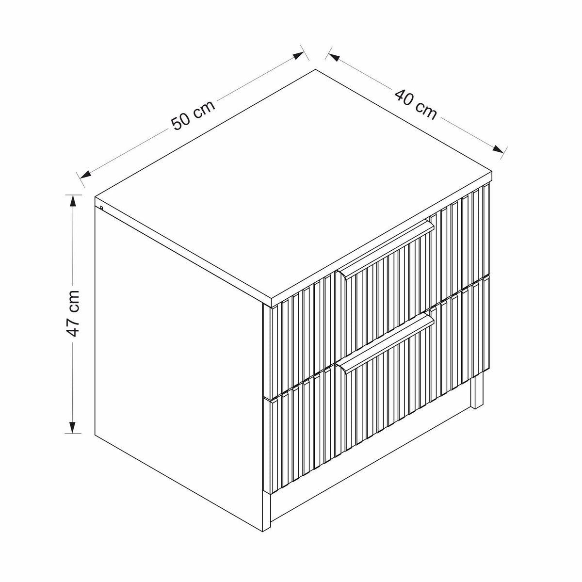Bedside tables - Bedside table Kala Plus White Melamine 50x47x40 cm - Dimehouse