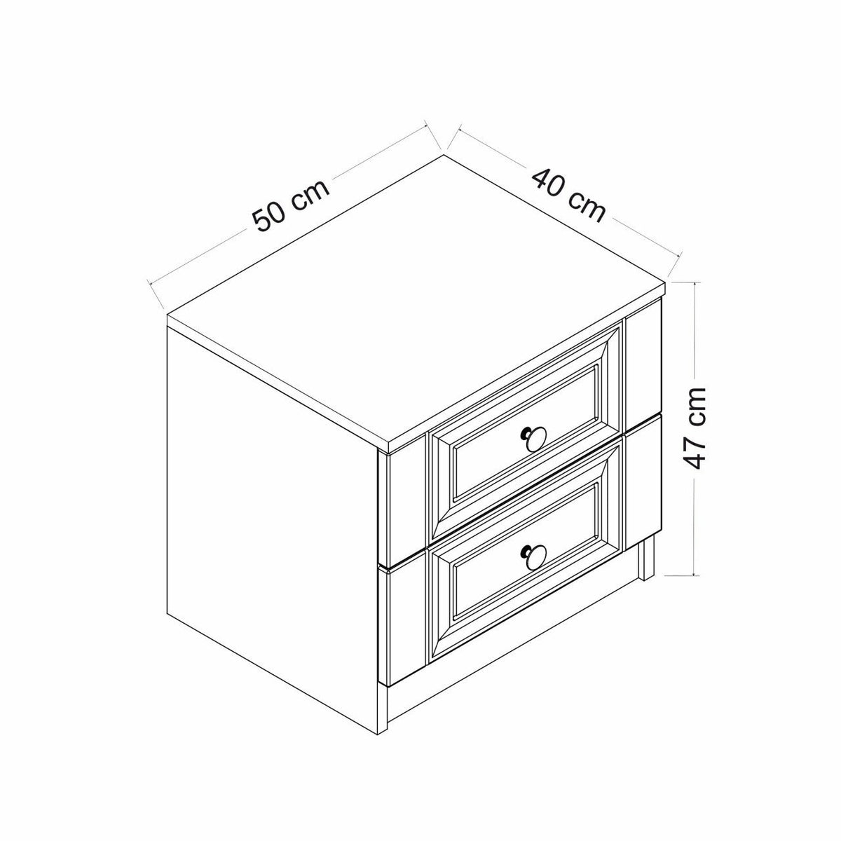 Bedside tables - Bedside table Bare White Melamine 50x47x40 cm - Dimehouse
