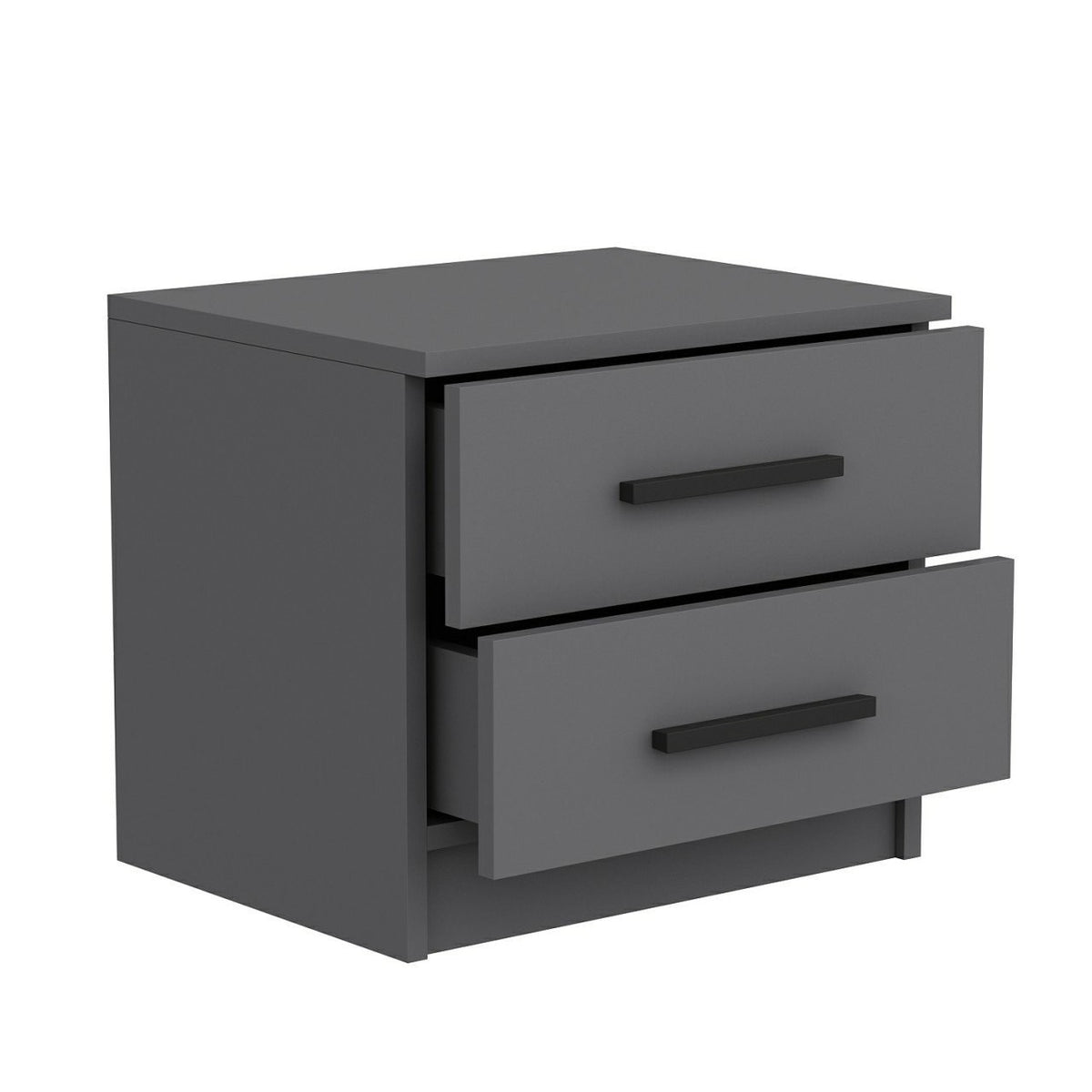 Bedside tables - Bedside table Kale Anthracite Melamine 50x40x47 cm - Dimehouse